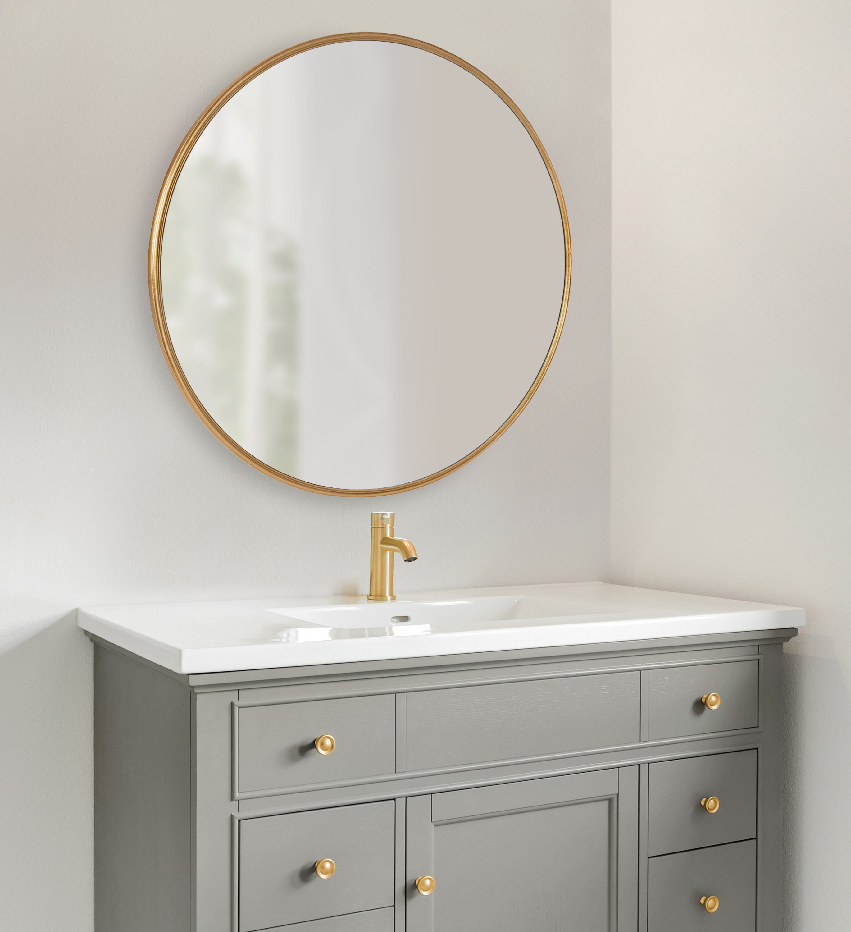 Round Mirror Gold 30" Diameter 7