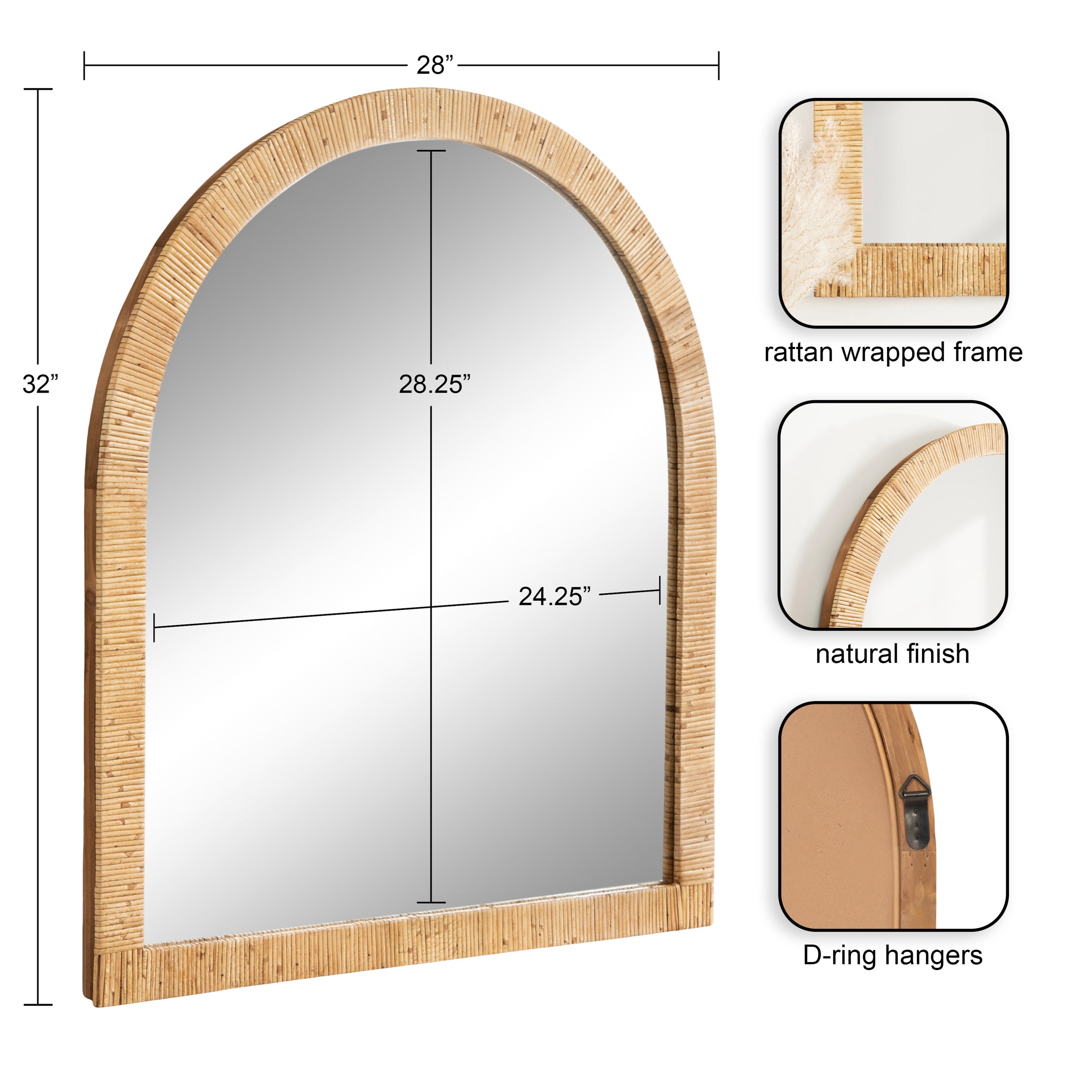 Arch Mirror 28x32 Natural 2
