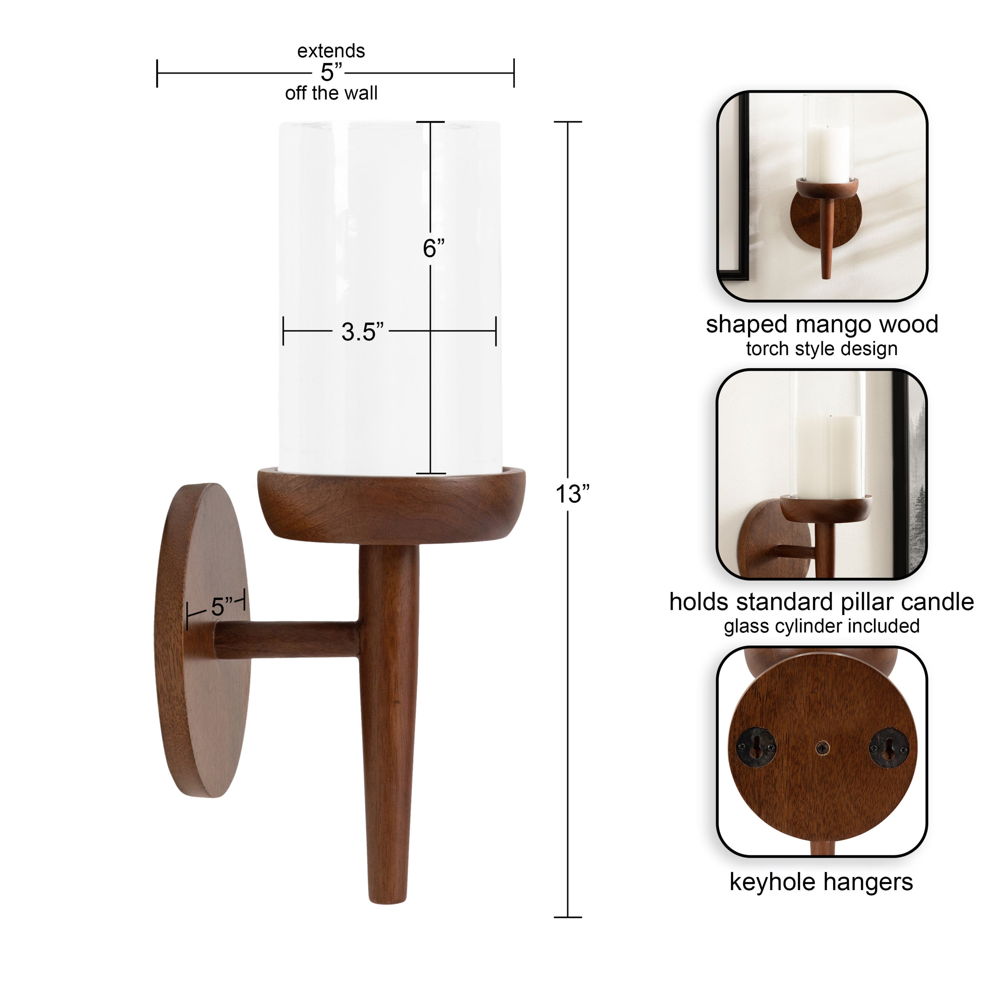 Shae Wood and Glass Wall Sconce