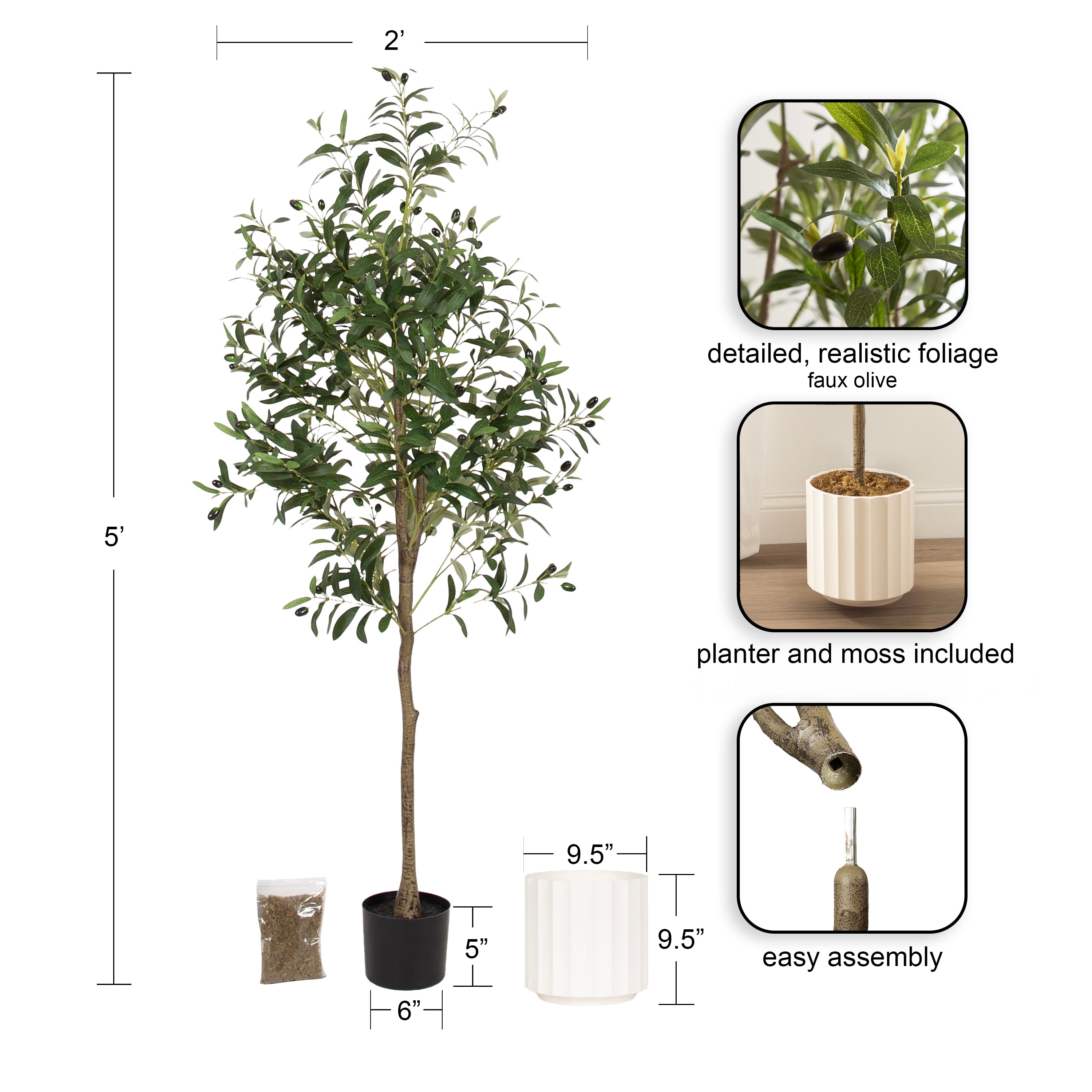 Faux Tree 5' White 2