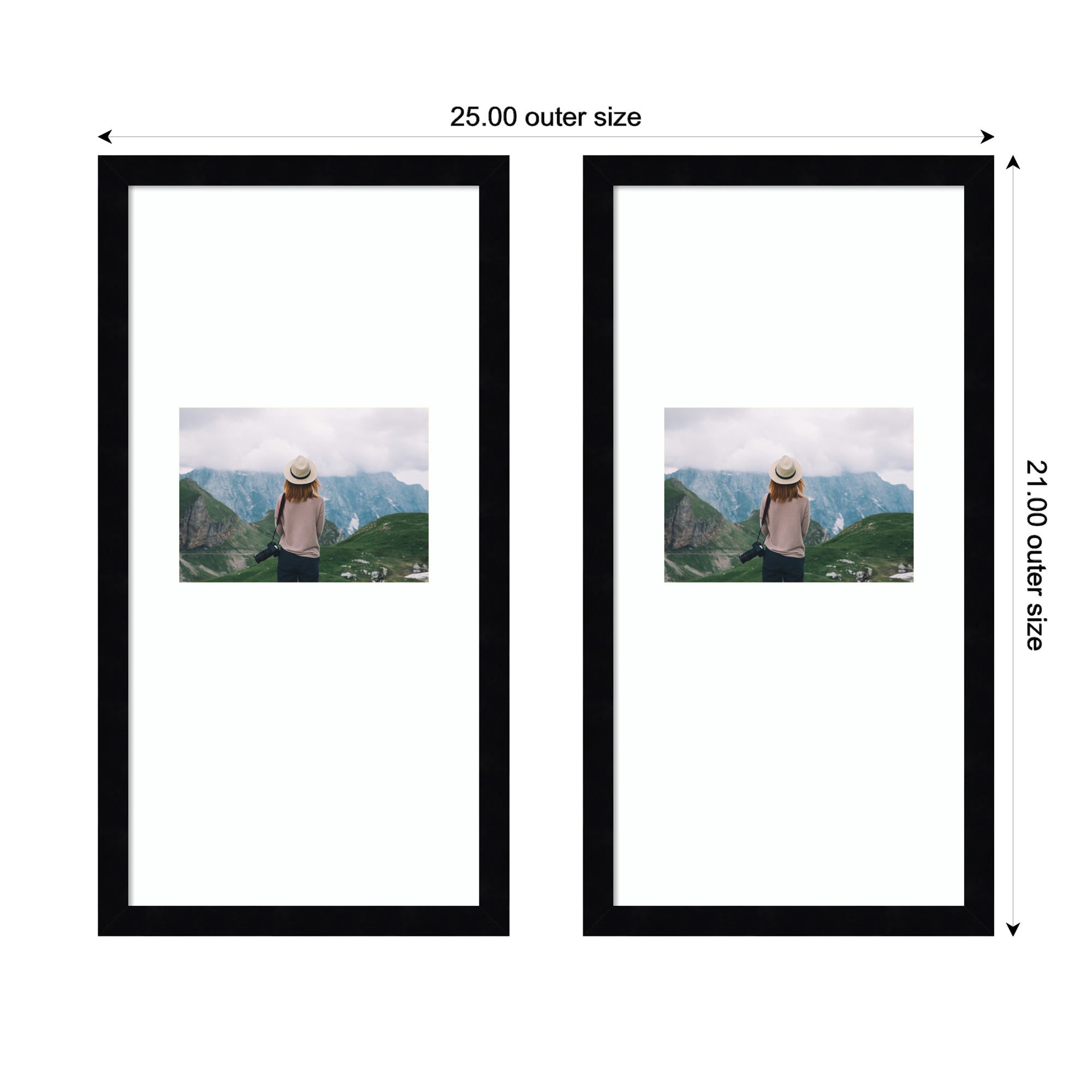 Wall Frame Svelte Noir Black 11x20 matted to 5x7 2