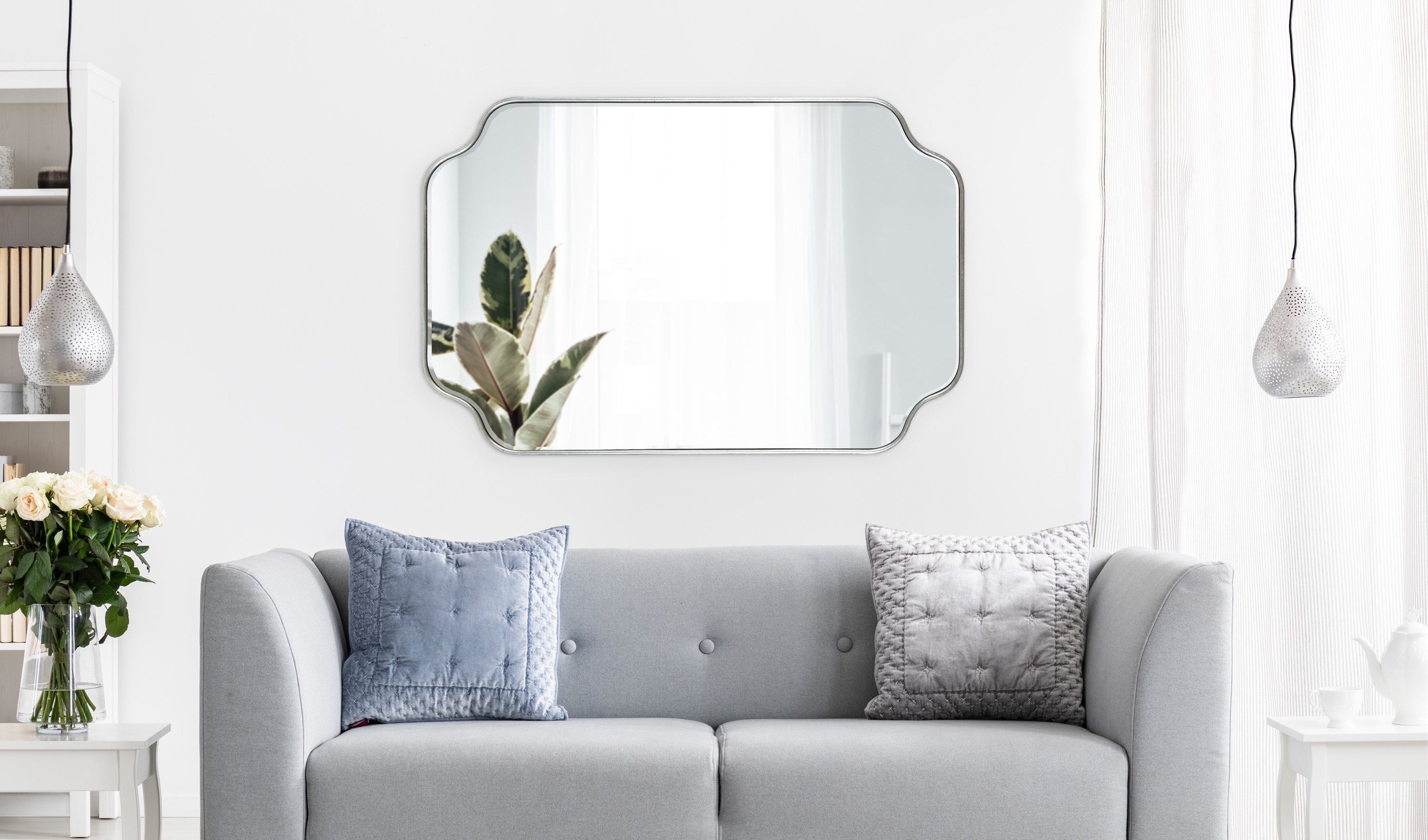 Scallop Mirror 24x36 Silver 6
