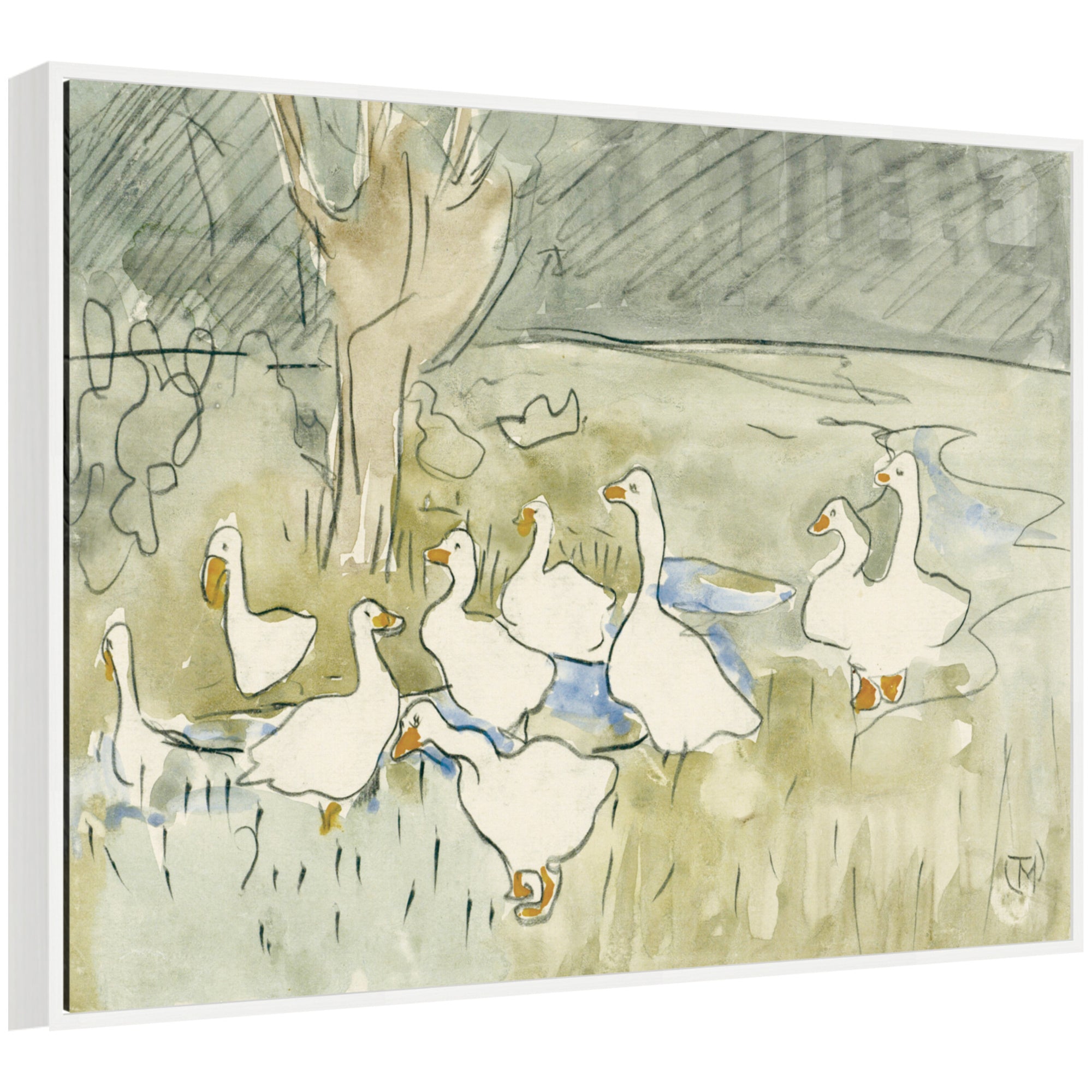 Ducks 1917 Theo van Hoytema by Nostalgia Prints Framed Canvas Wall Art Print