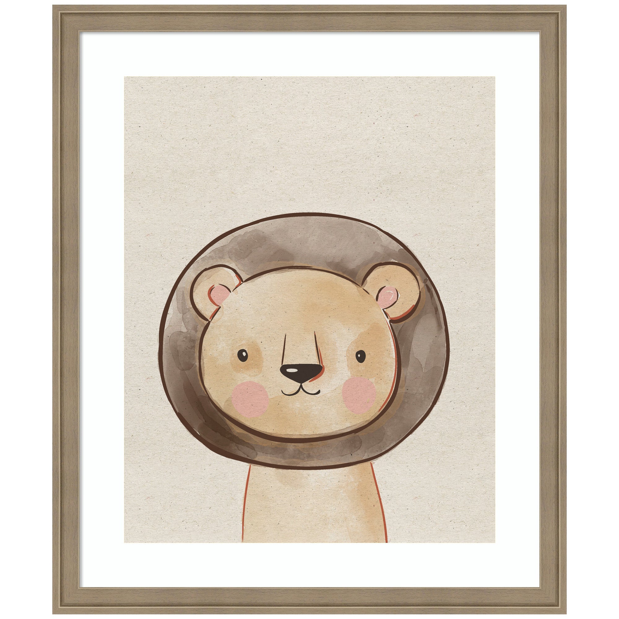 Baby Animal Lion Natural by The Creative Bunch Studio Framed Wall Art Print