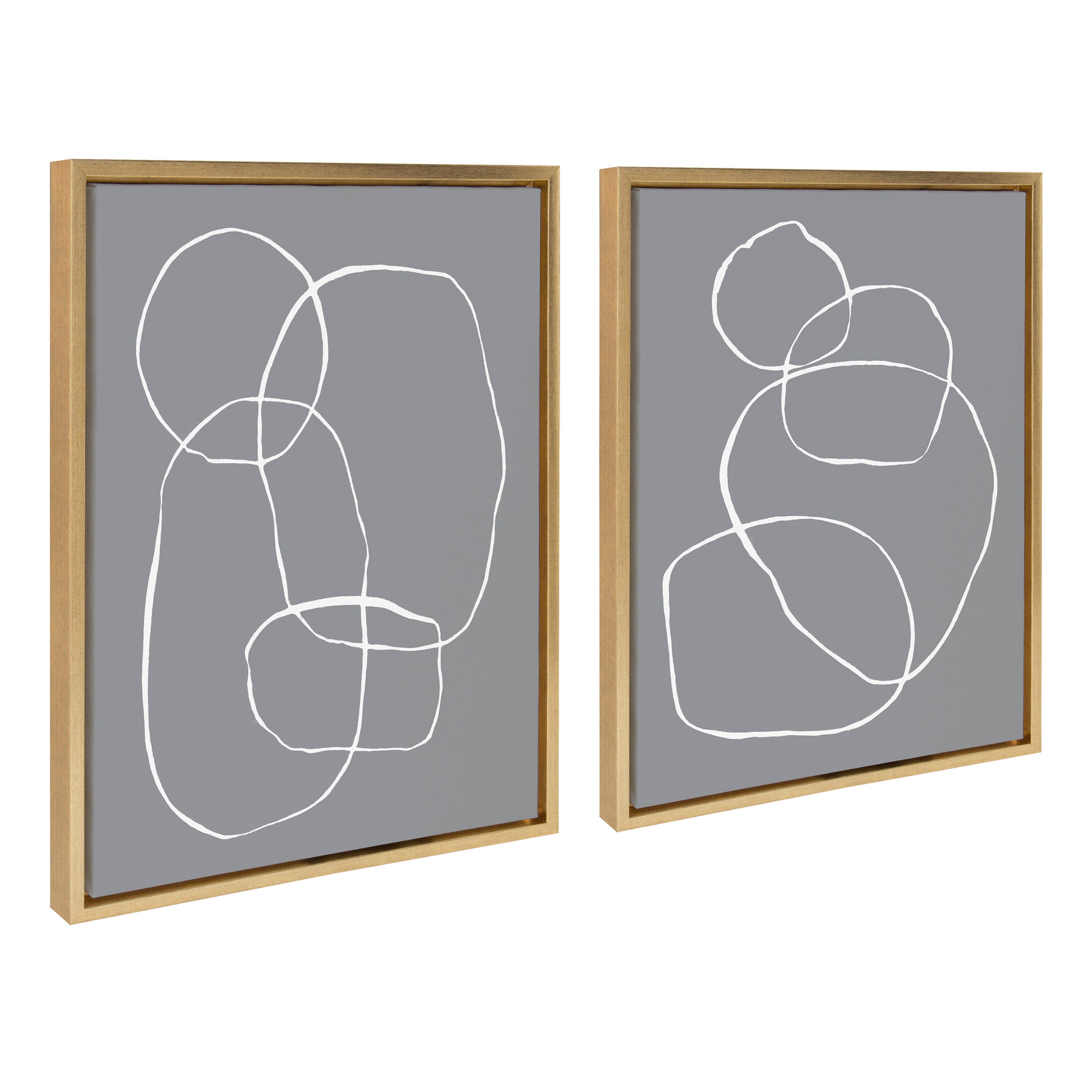 Sylvie Gray Going in Circles Framed Canvas Set by Teju Reval of SnazzyHues