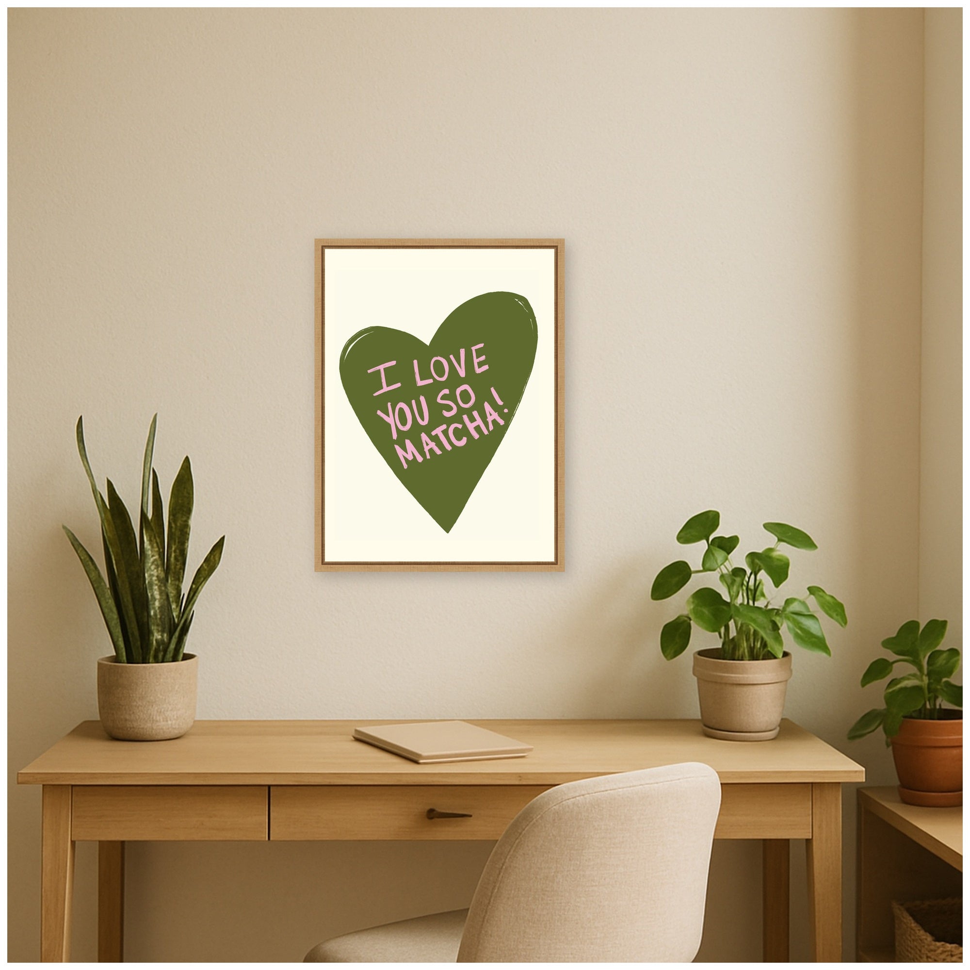 I Love You So Matcha by Megan Ryan Framed Canvas Wall Art Print