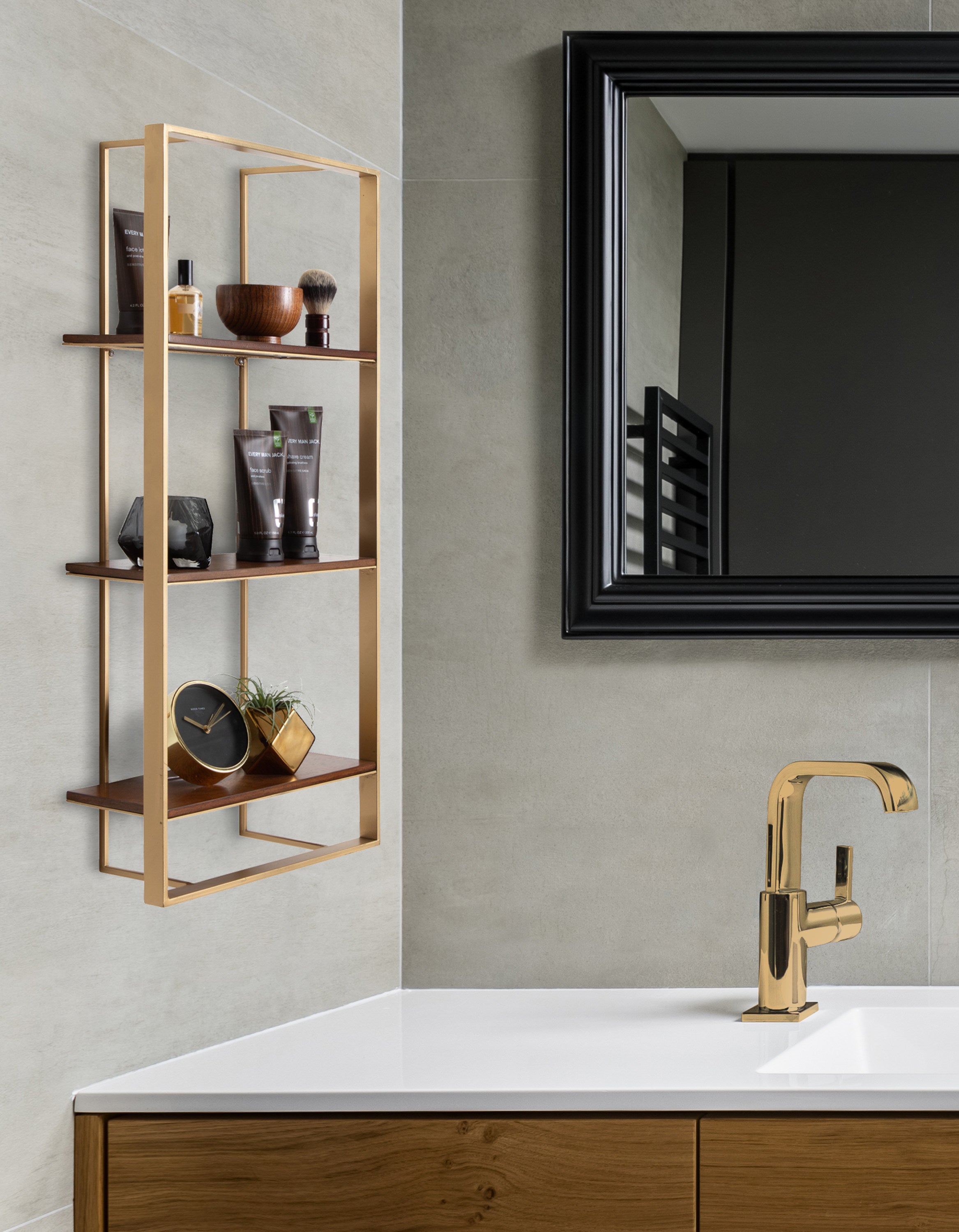 Accent Shelf 15x32 Walnut Brown Gold 8