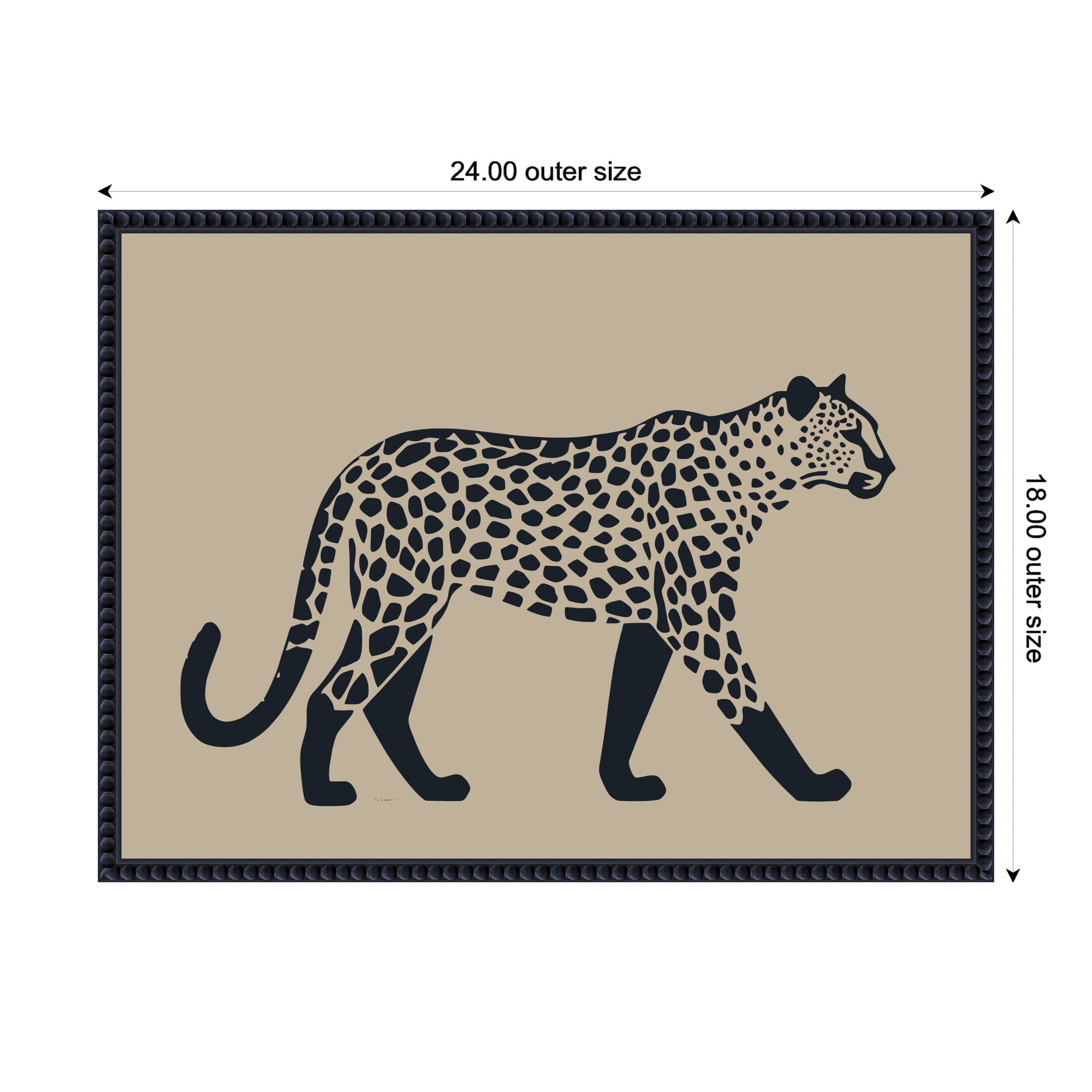 Modern Linocut Leopard 2 by The Creative Bunch Studio Framed Canvas Wall Art Print