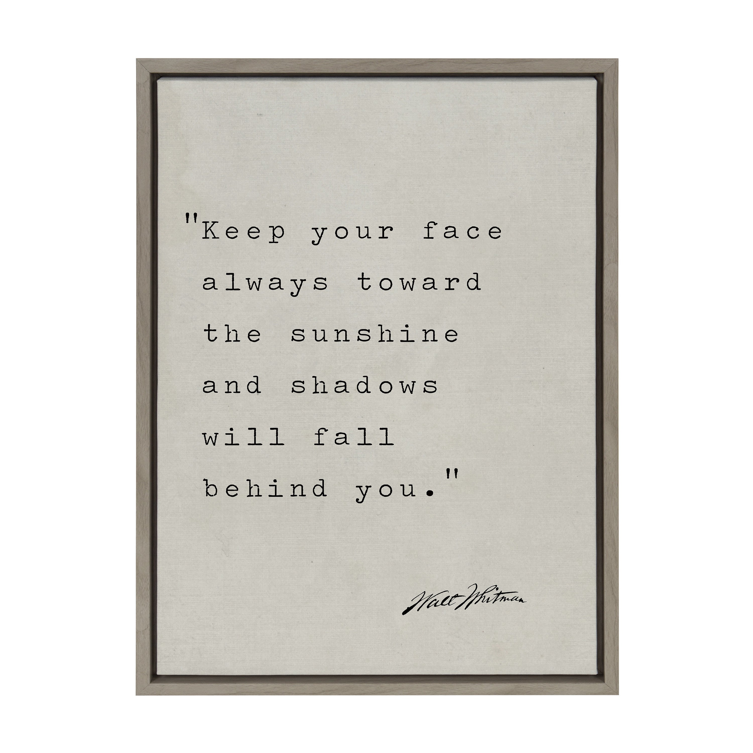 Sylvie Keep Your Face Walt Whitman Framed Canvas by Saint and Sailor Studios