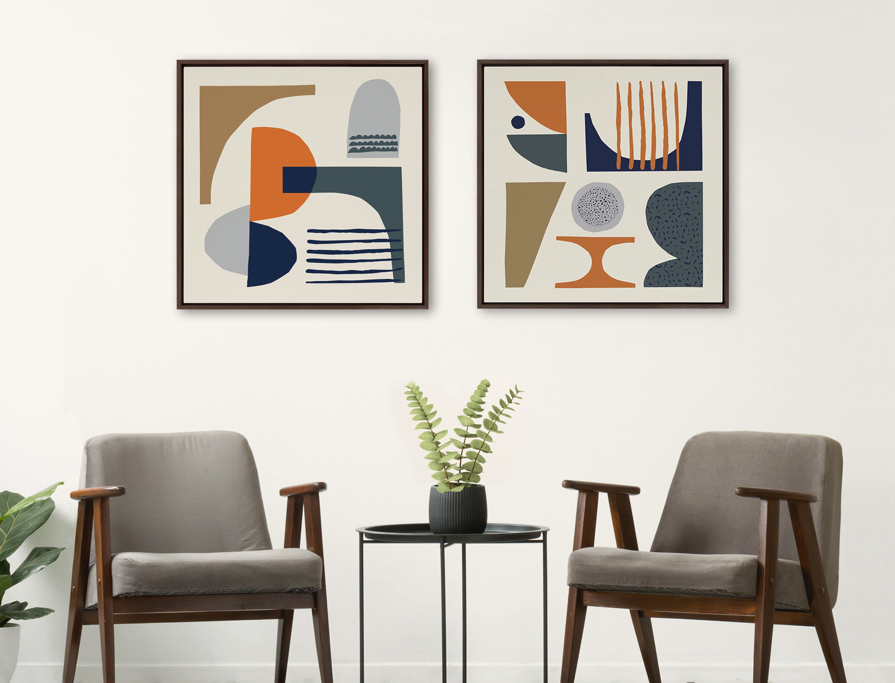 Sylvie Abstract Mid Century Framed Canvas by Rachel Lee of My Dream Wall