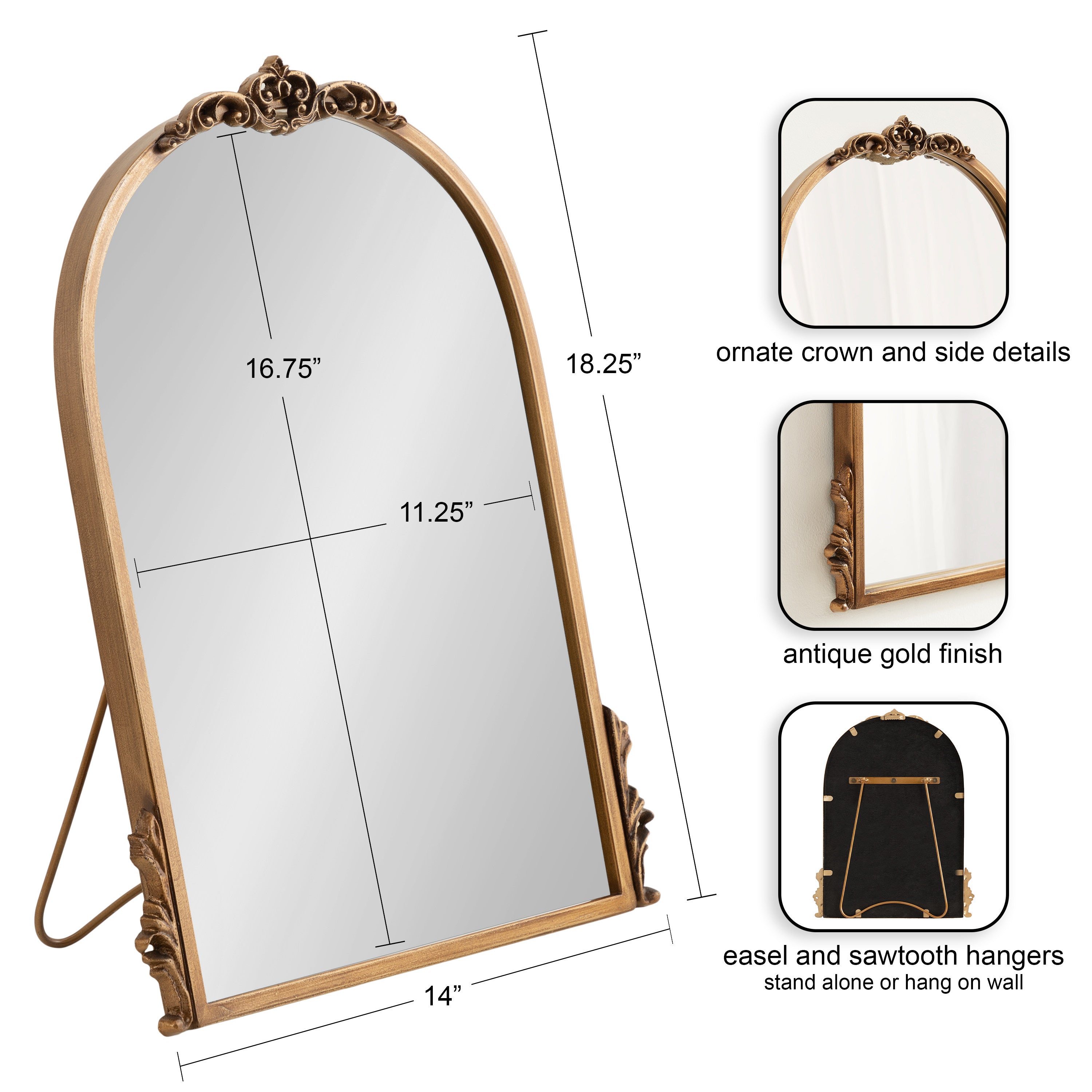 Myrcelle Tabletop Arched Mirror
