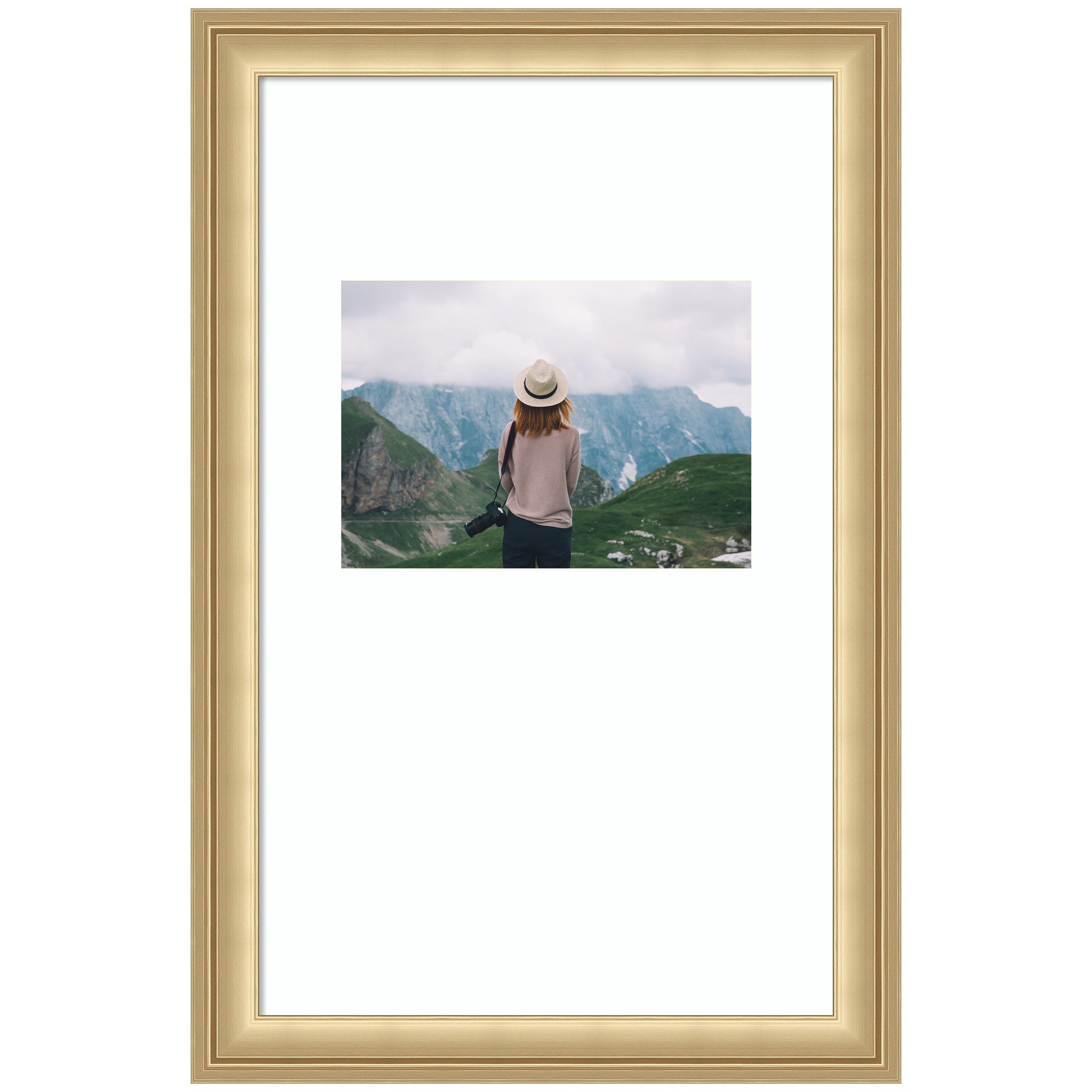 Wall Frame Florence Gold 10x16 matted to 5x7 1