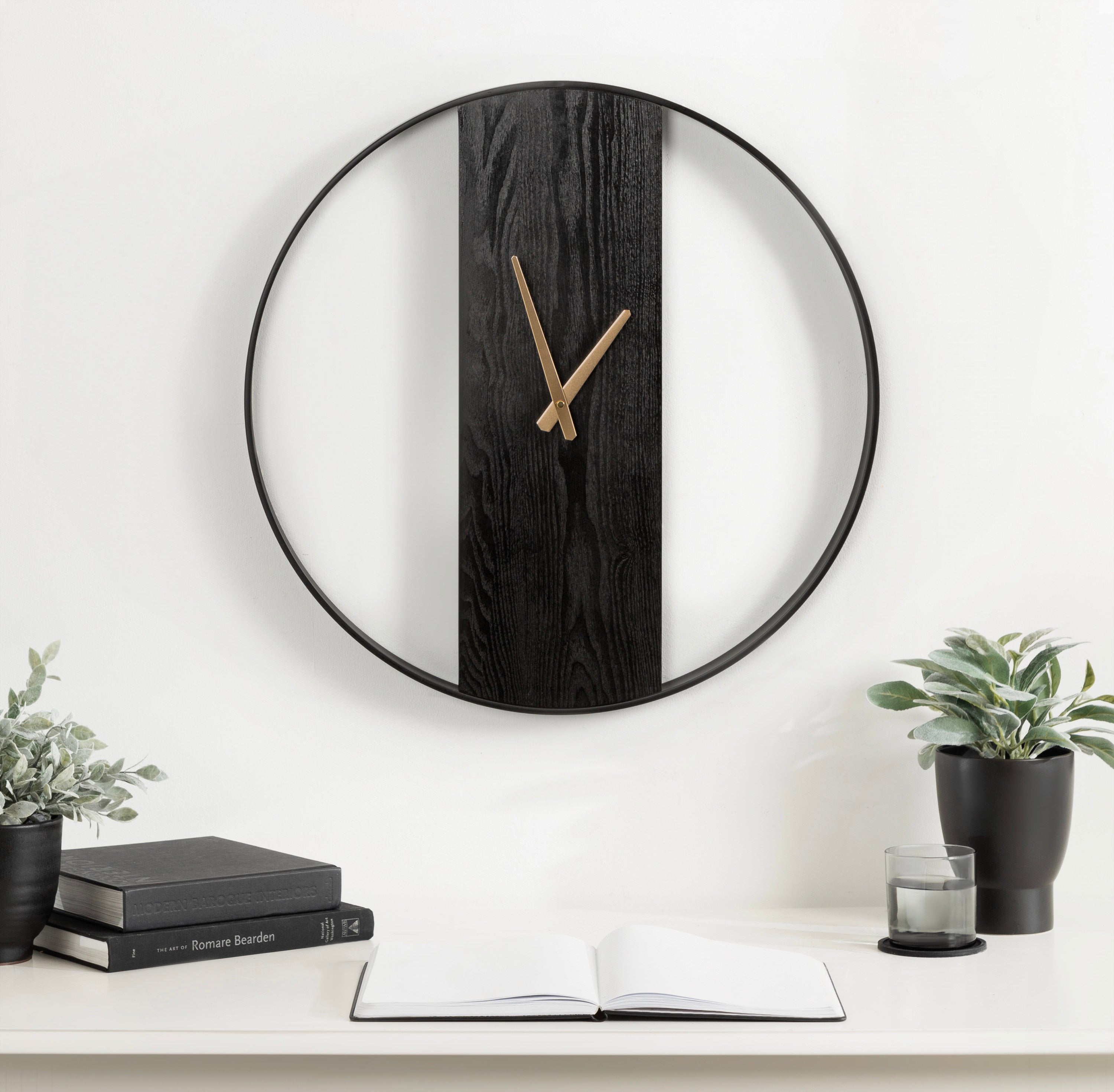 Wall Clock Black Gold 24" Diameter 8