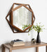 Hexagon Mirror Brown 27" Diameter 5