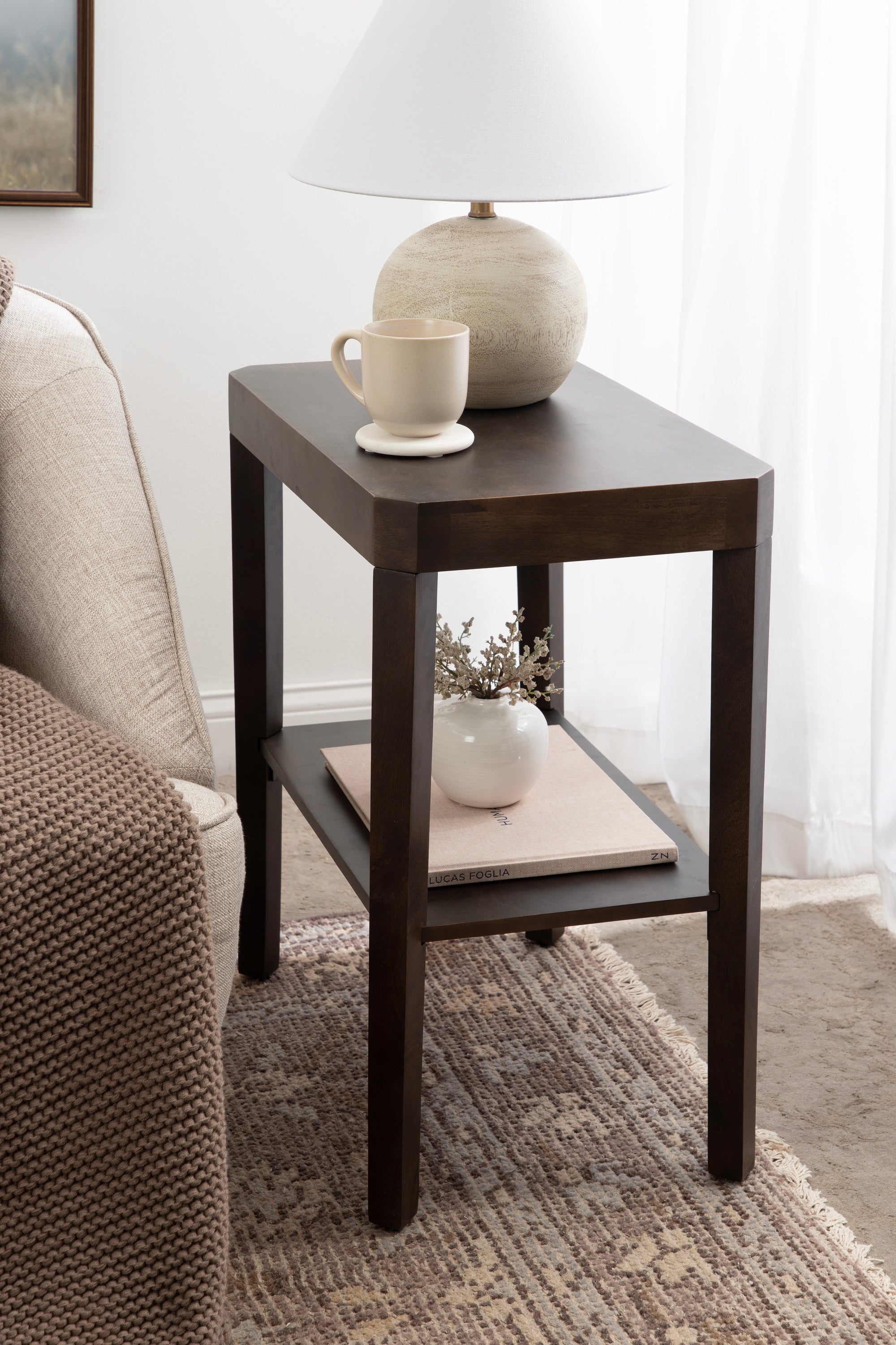 Side Table Dark Brown 22x14x26 6
