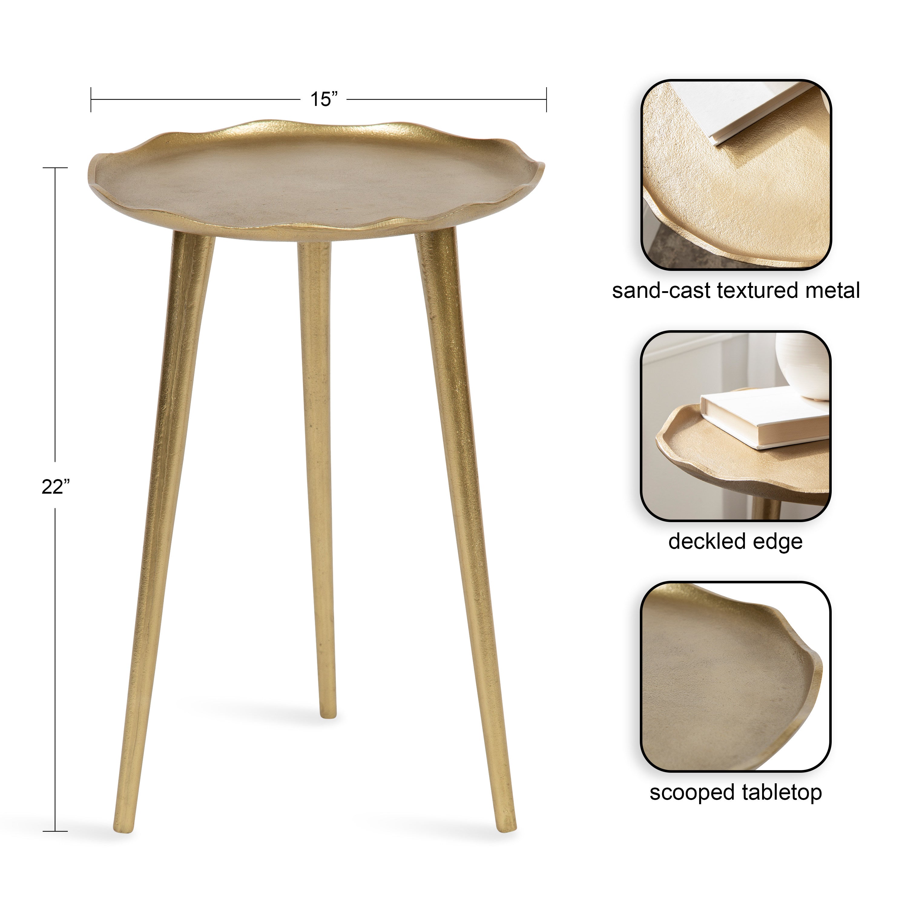 Side Table Gold 15x15x22 2