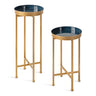 Celia Round Metal Foldable Tray Table Set