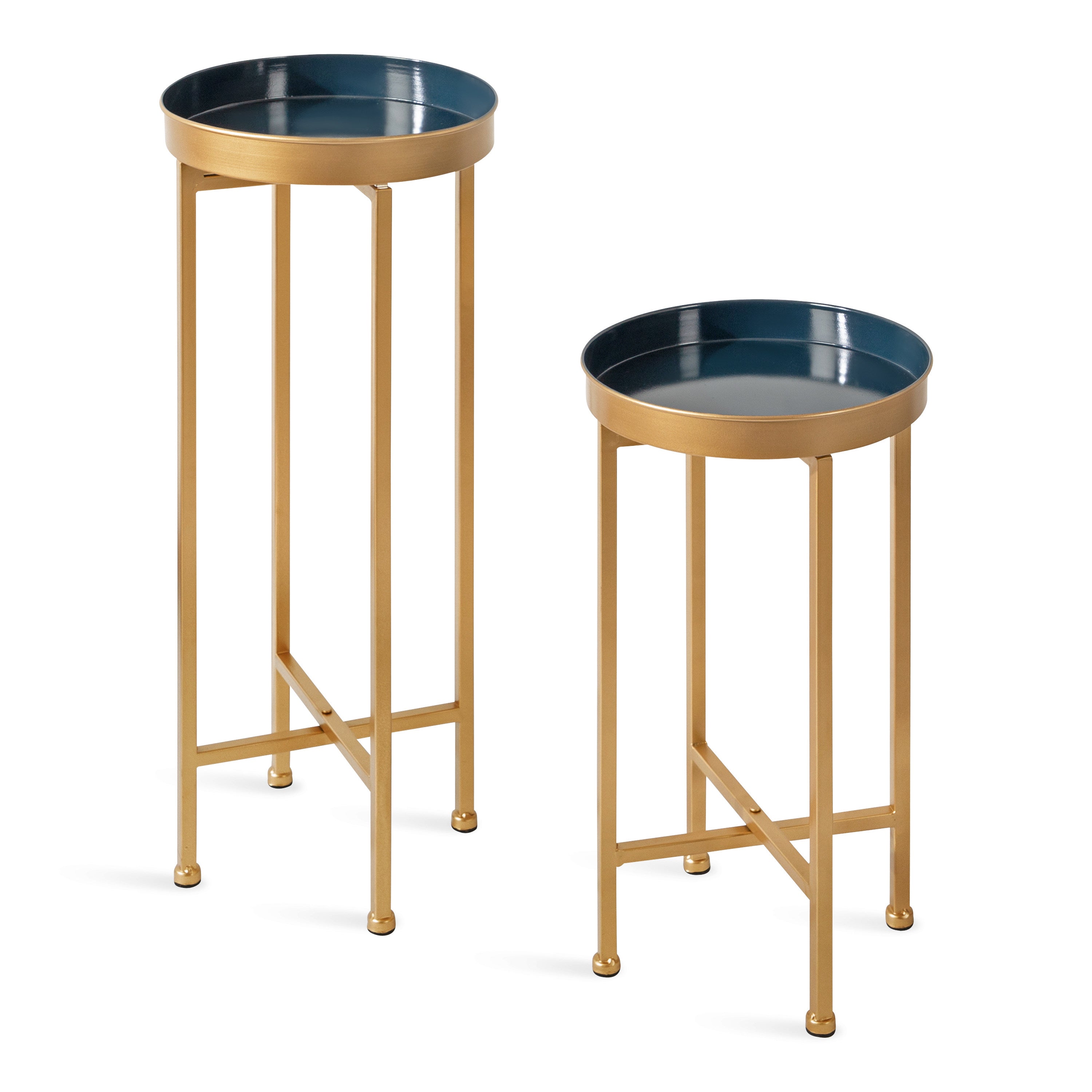 Nesting Table Navy Blue Gold 2 Piece 1