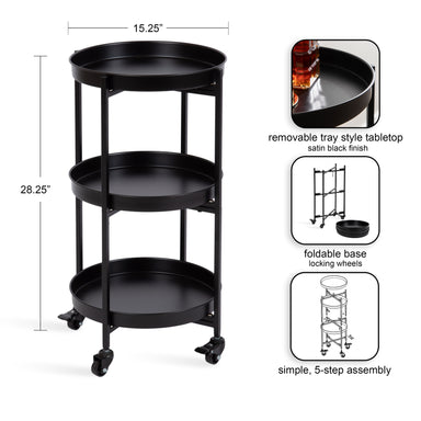 Bar Cart Black 14x14x28 2