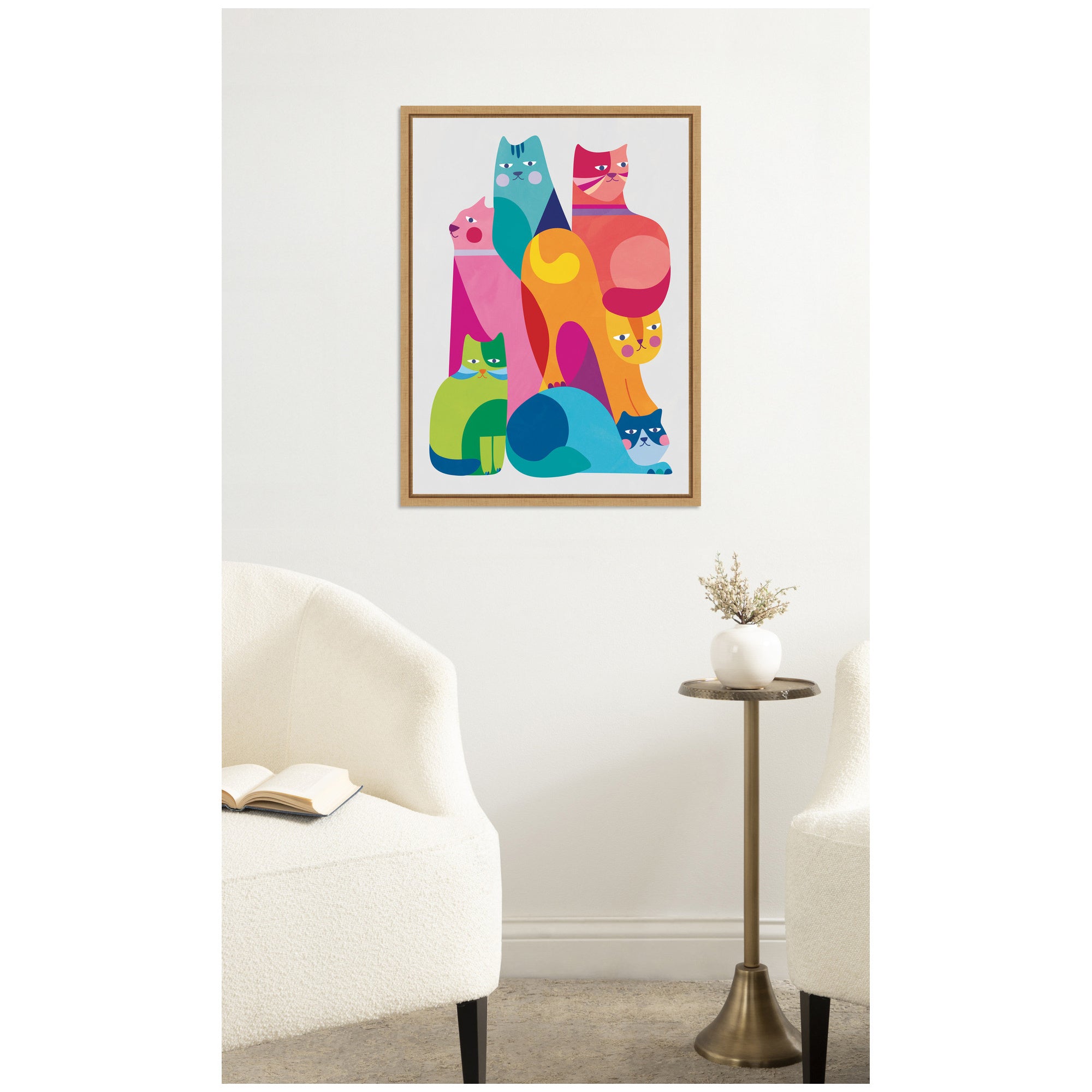 Modern Abstract Cats by Rachel Lee Framed Canvas Wall Art Print