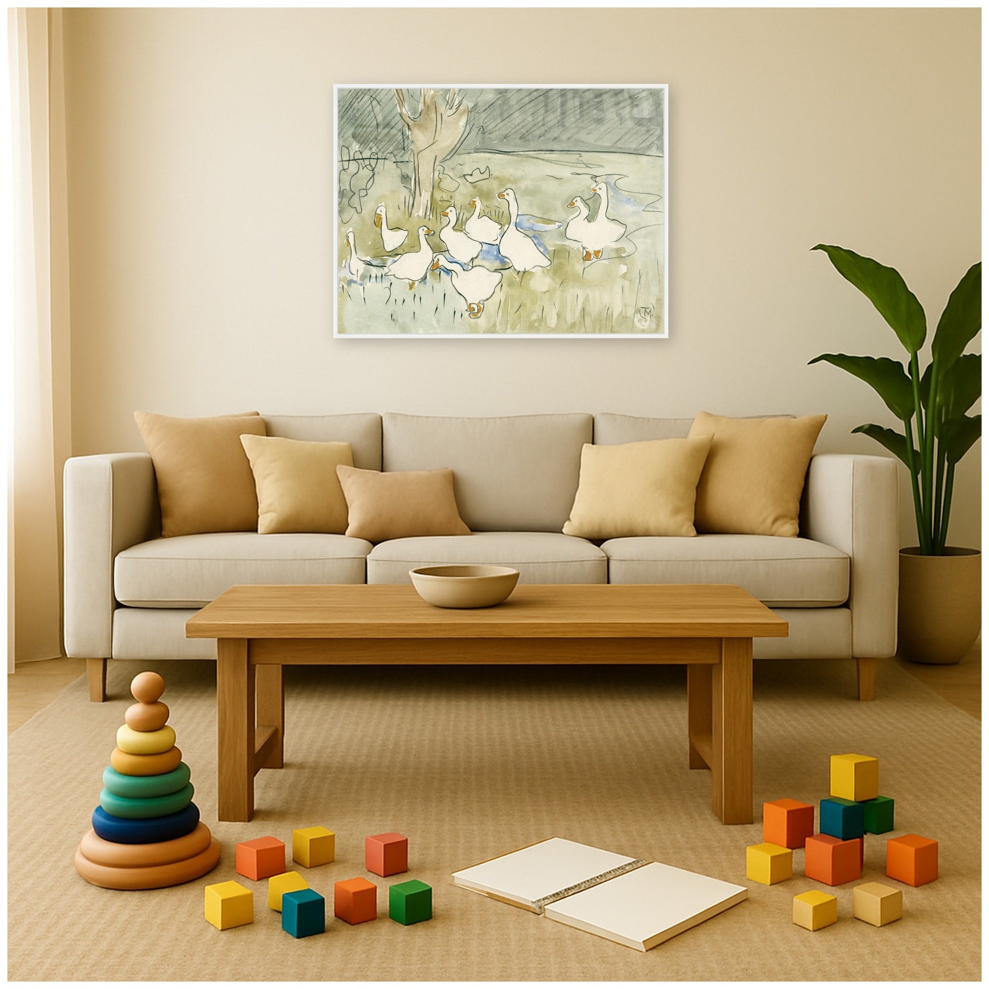 Ducks 1917 Theo van Hoytema by Nostalgia Prints Framed Canvas Wall Art Print