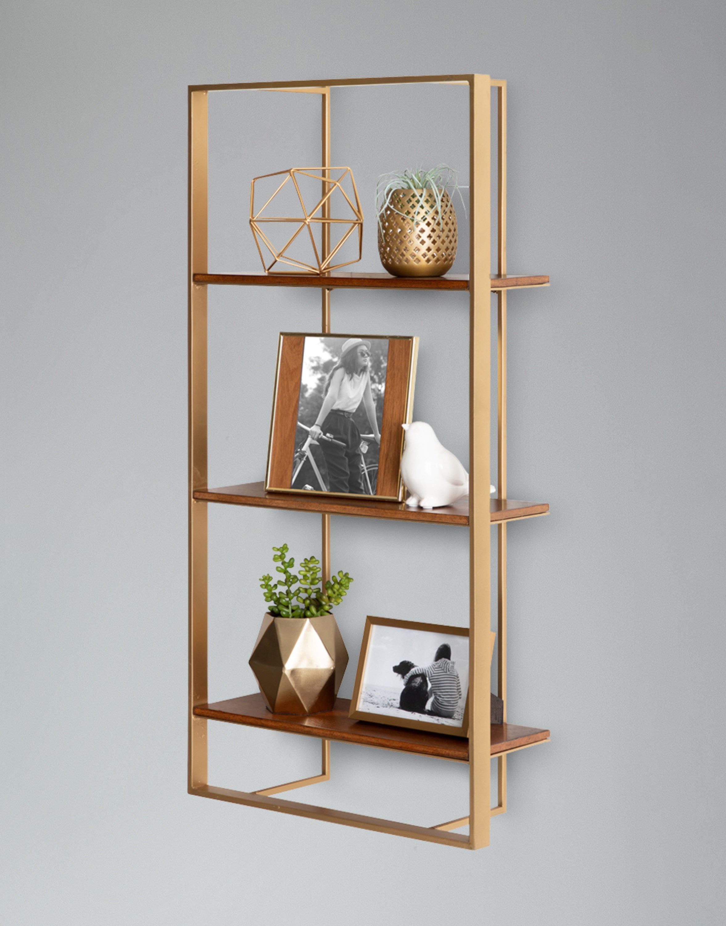 Accent Shelf 15x32 Walnut Brown Gold 7
