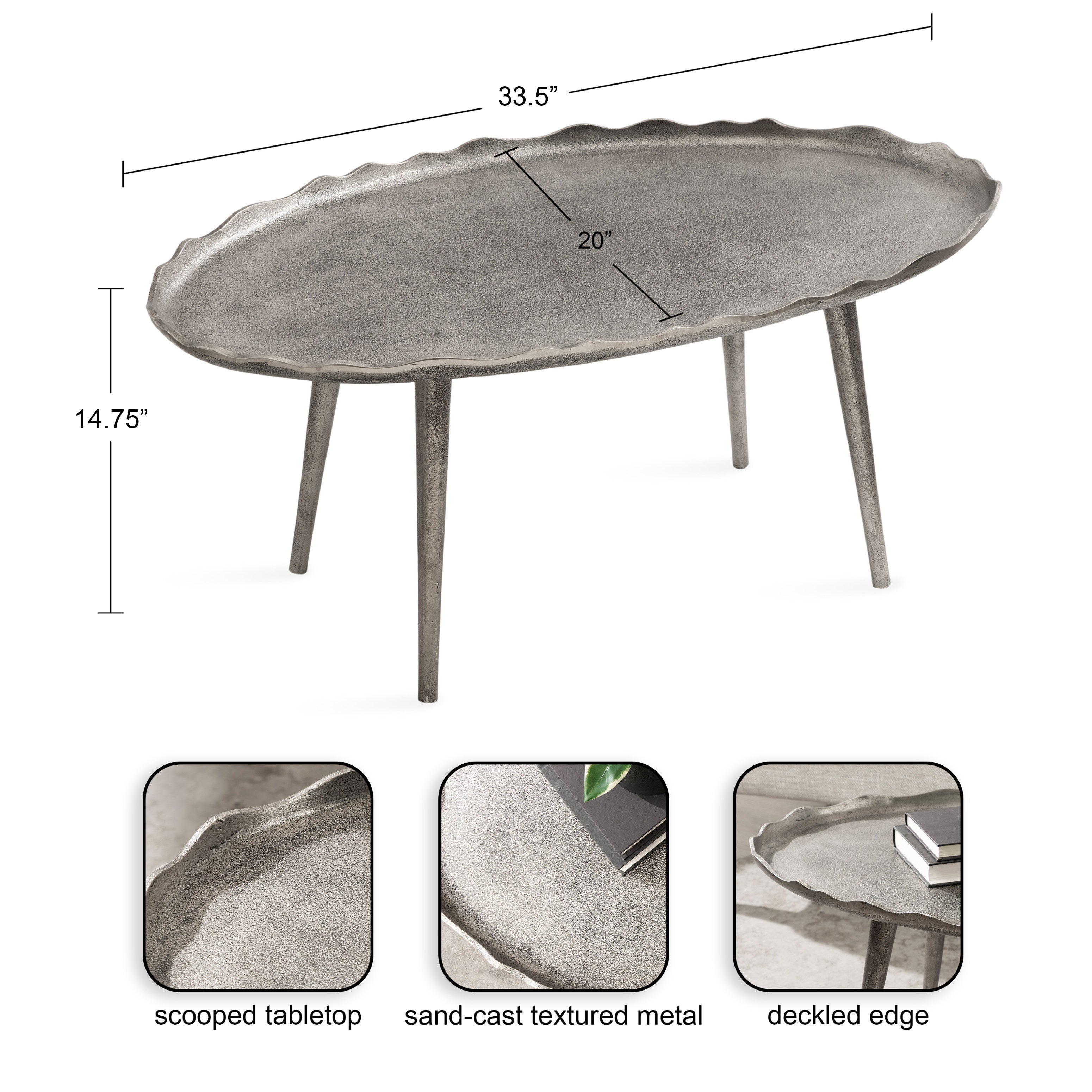 Coffee Table 34x20x15 Silver 2