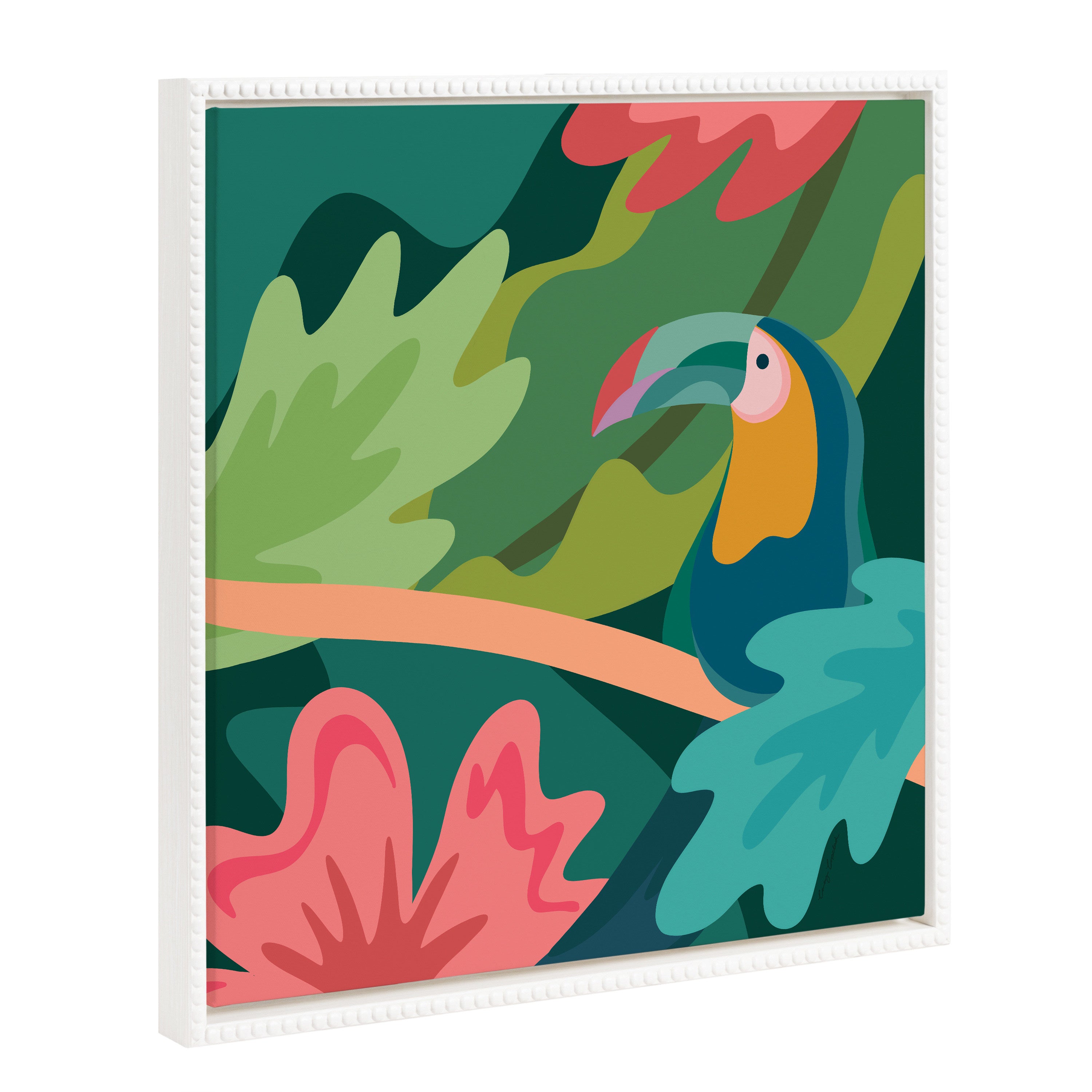Sylvie Beaded Tropical Toucan Framed Canvas by Carey Copeland