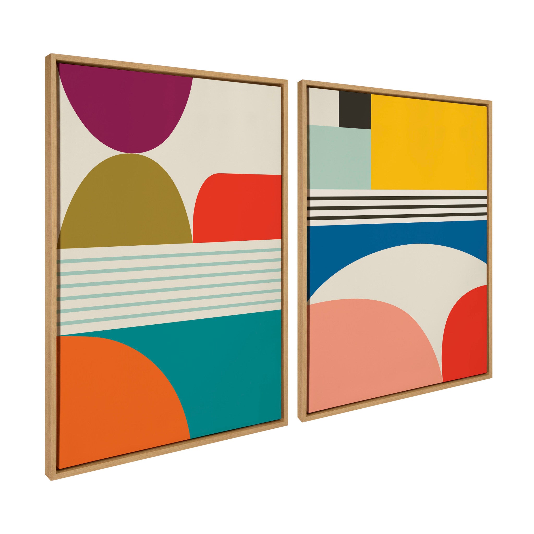 Sylvie Mid Century Modern Patterns Framed Canvas Art Set by Rachel Lee of My Dream Wall