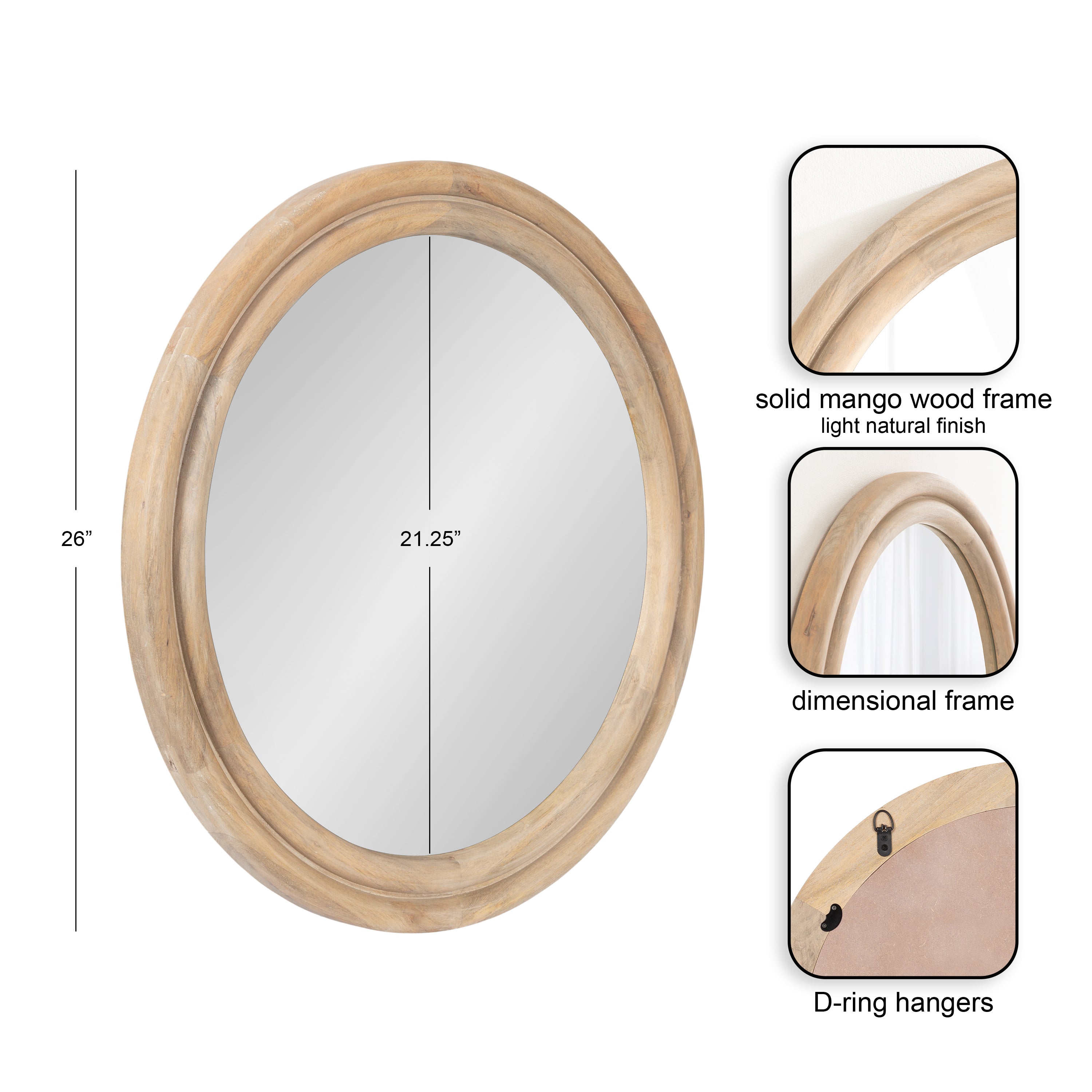 Round Mirror Natural Beige 26" Diameter 2