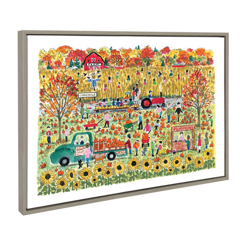 Sylvie Pumpkin Patch Framed Canvas by Michael Storrings