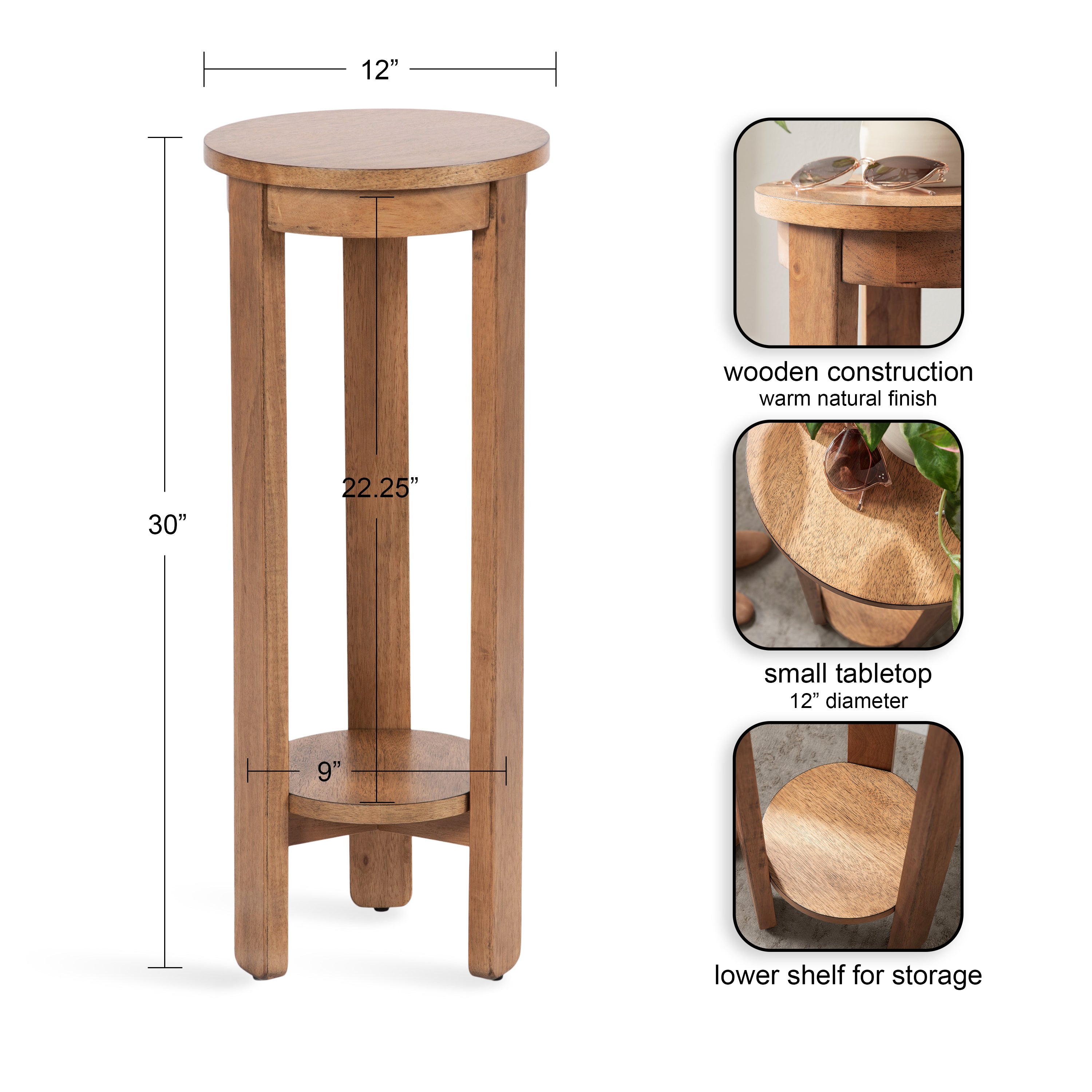 Side Table Natural 12x12x30 2