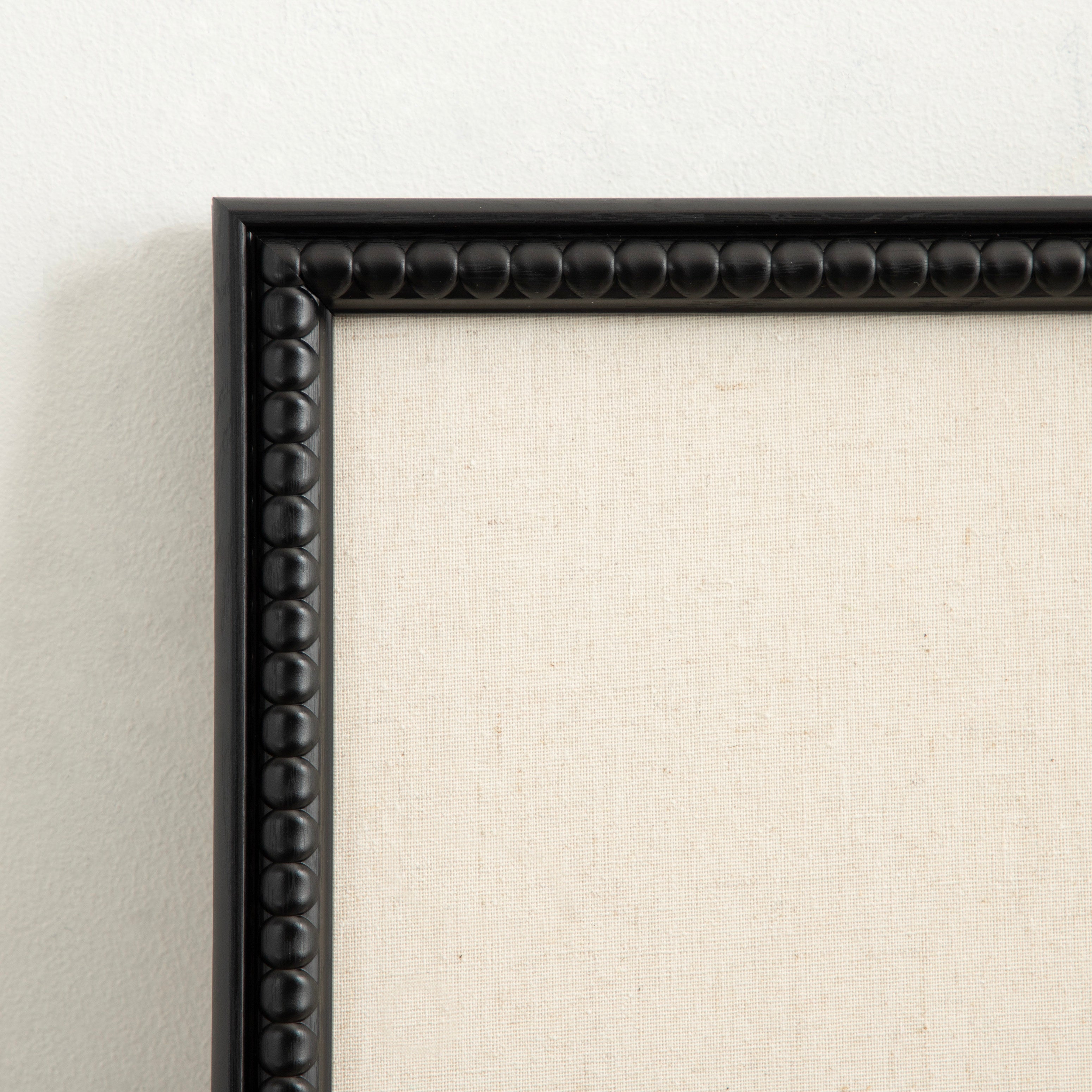 Designer Fabric Bulletin Board 24 x 18, Black Fabric/Black Frame