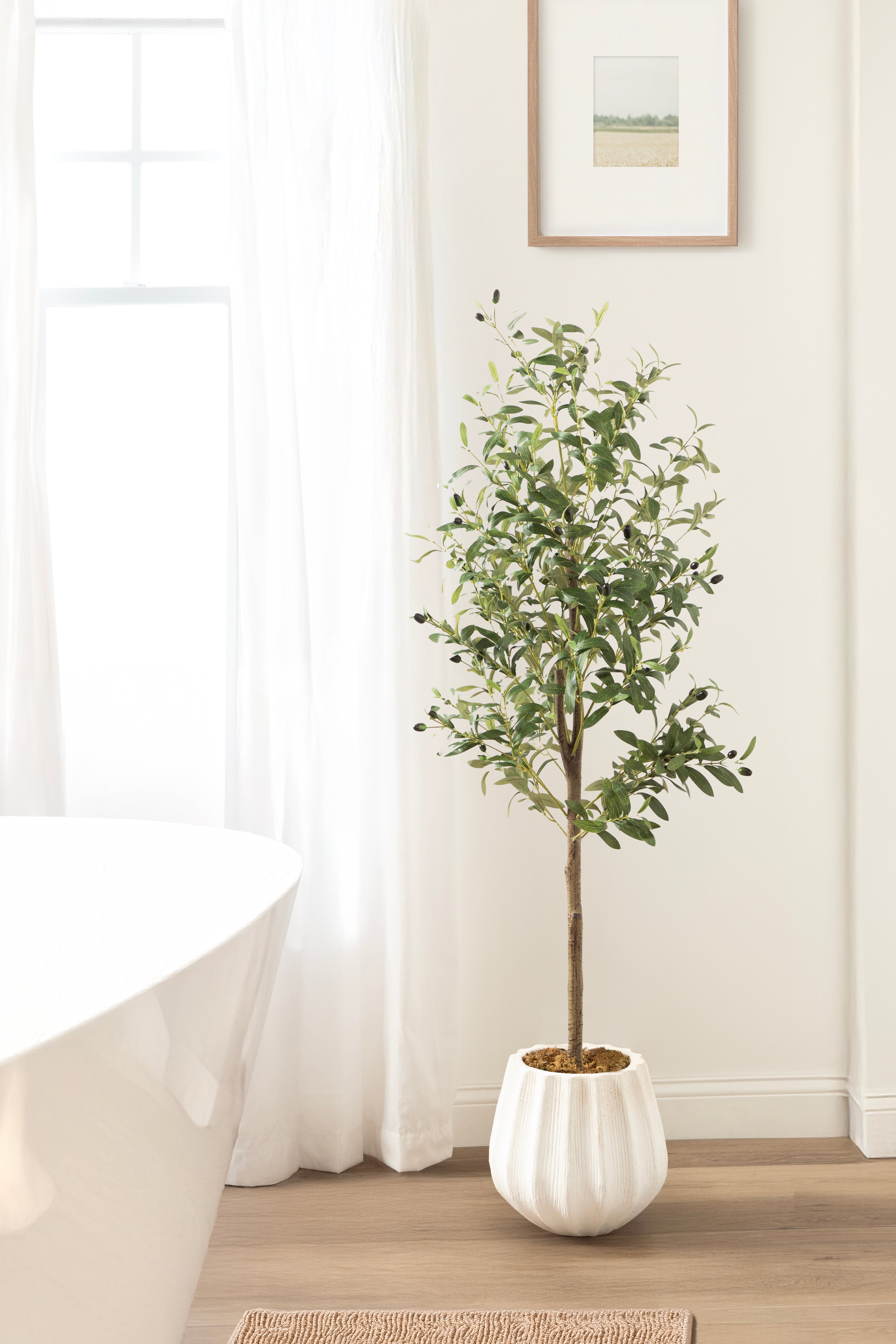 Faux Tree 5' Distressed White 7