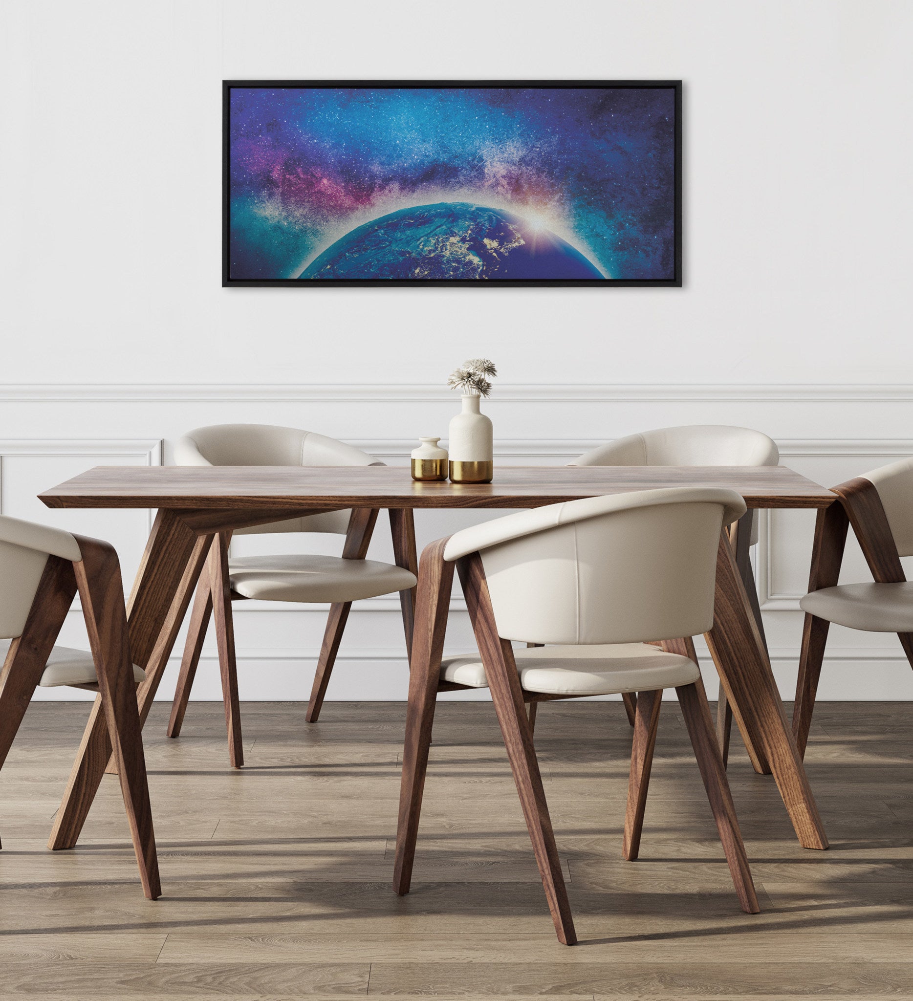 Sylvie Milky Way Galaxy Landscape Earth View from Space Framed Canvas by 1xpert
