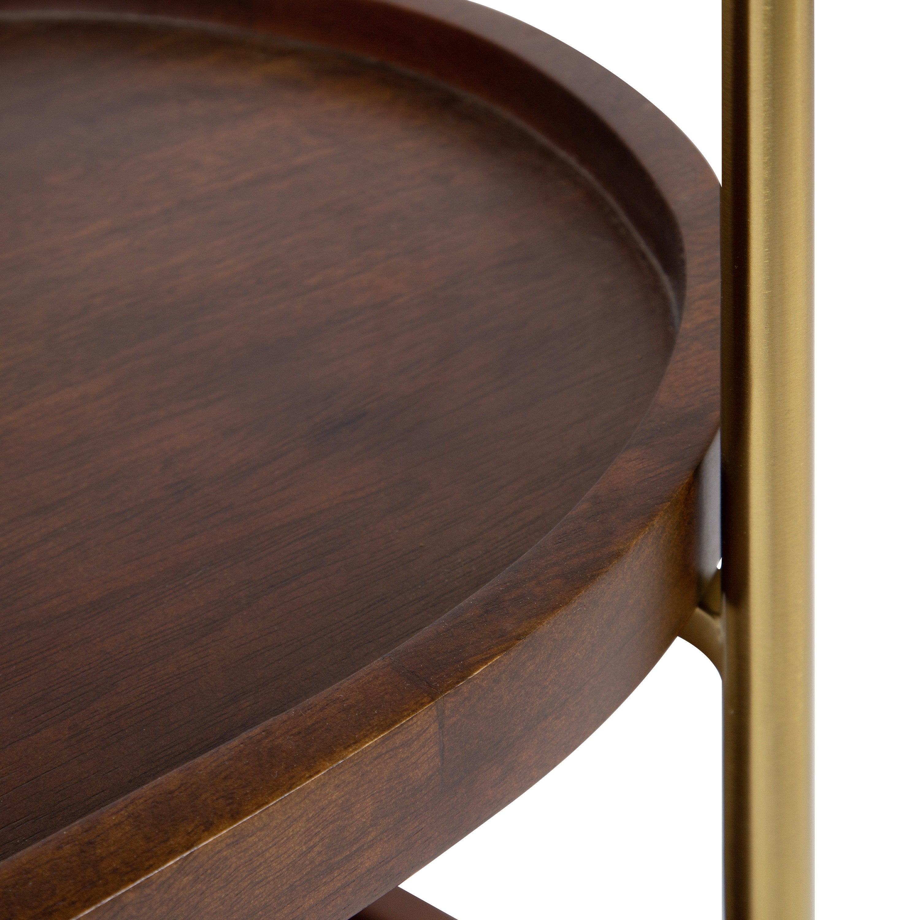 Bar Cart Walnut Brown Gold 26x13x36 6