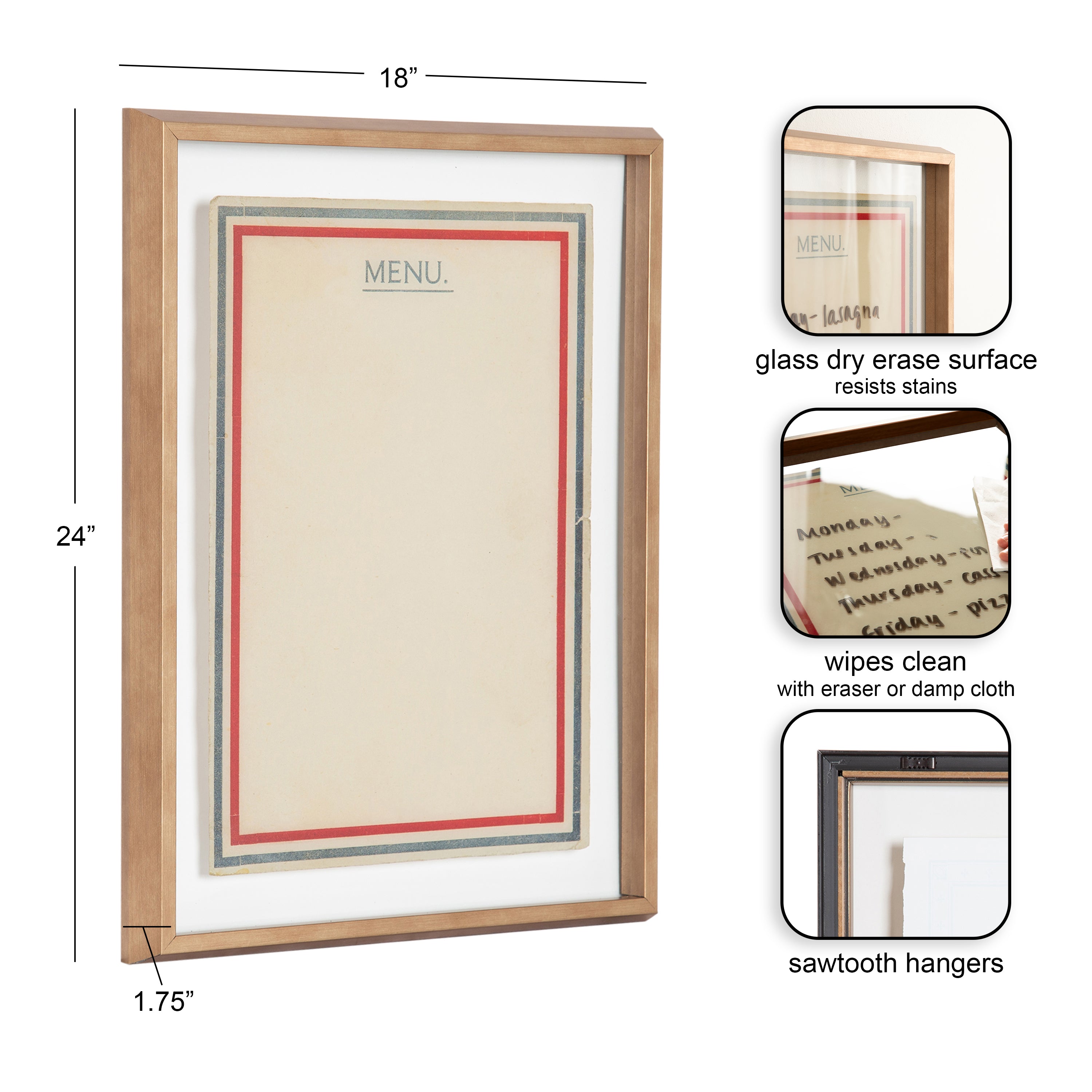 Dry Erase Board Blake Gold 18x24 2