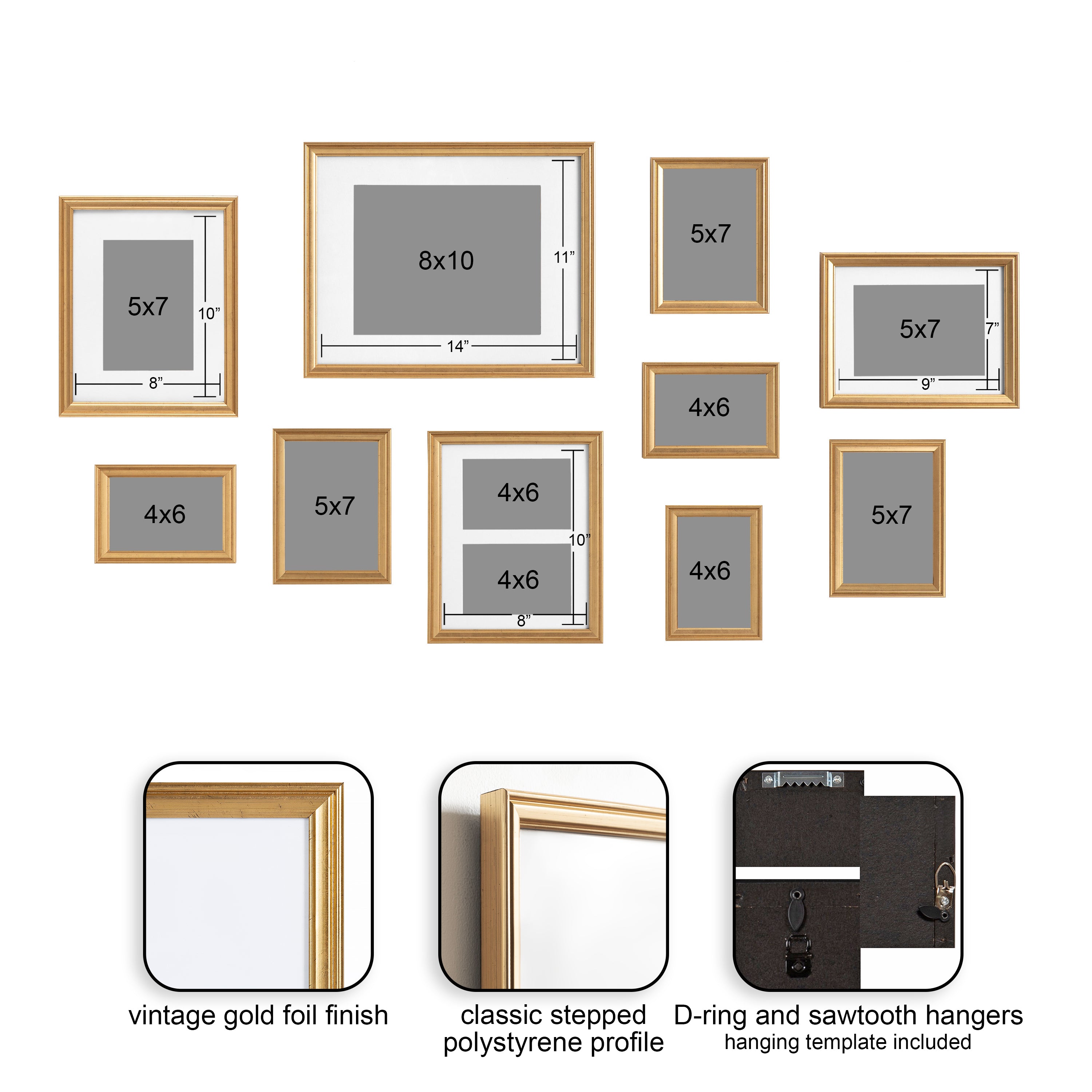 Frame Box Set Gold 10 Piece 2