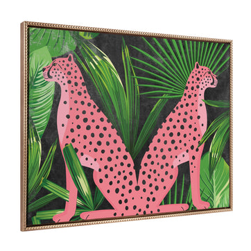 Sylvie Beaded NC Cheetah Jungle Framed Canvas by Nikki Chu