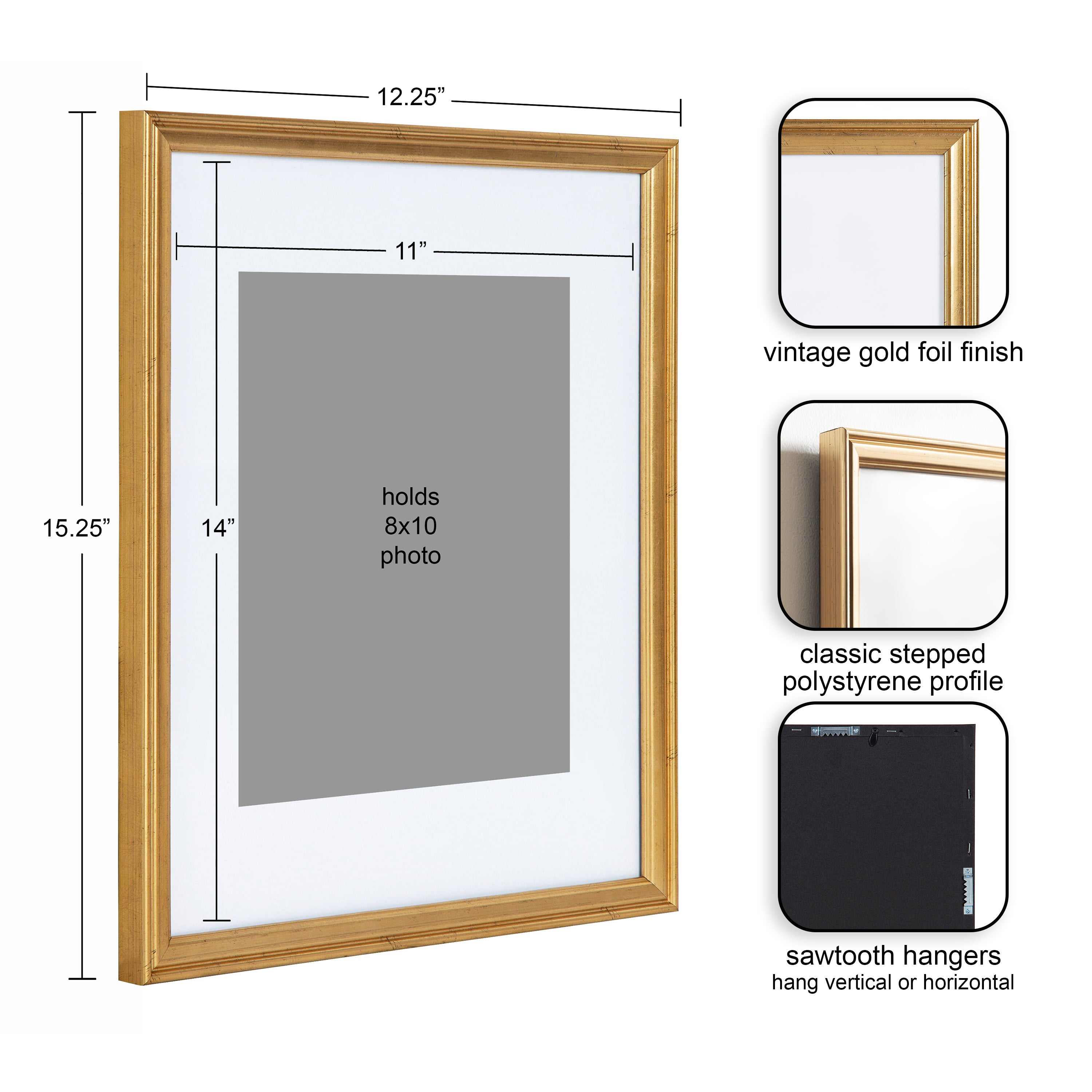 Wall Frame Gold 11x14 matted to 8x10 2