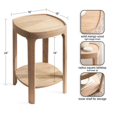 Side Table Natural Beige 16x16x24 2