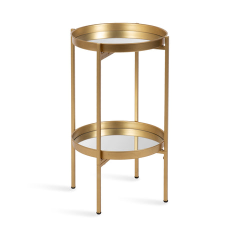 Celia Round 2-Tier Metal Foldable Tray Table