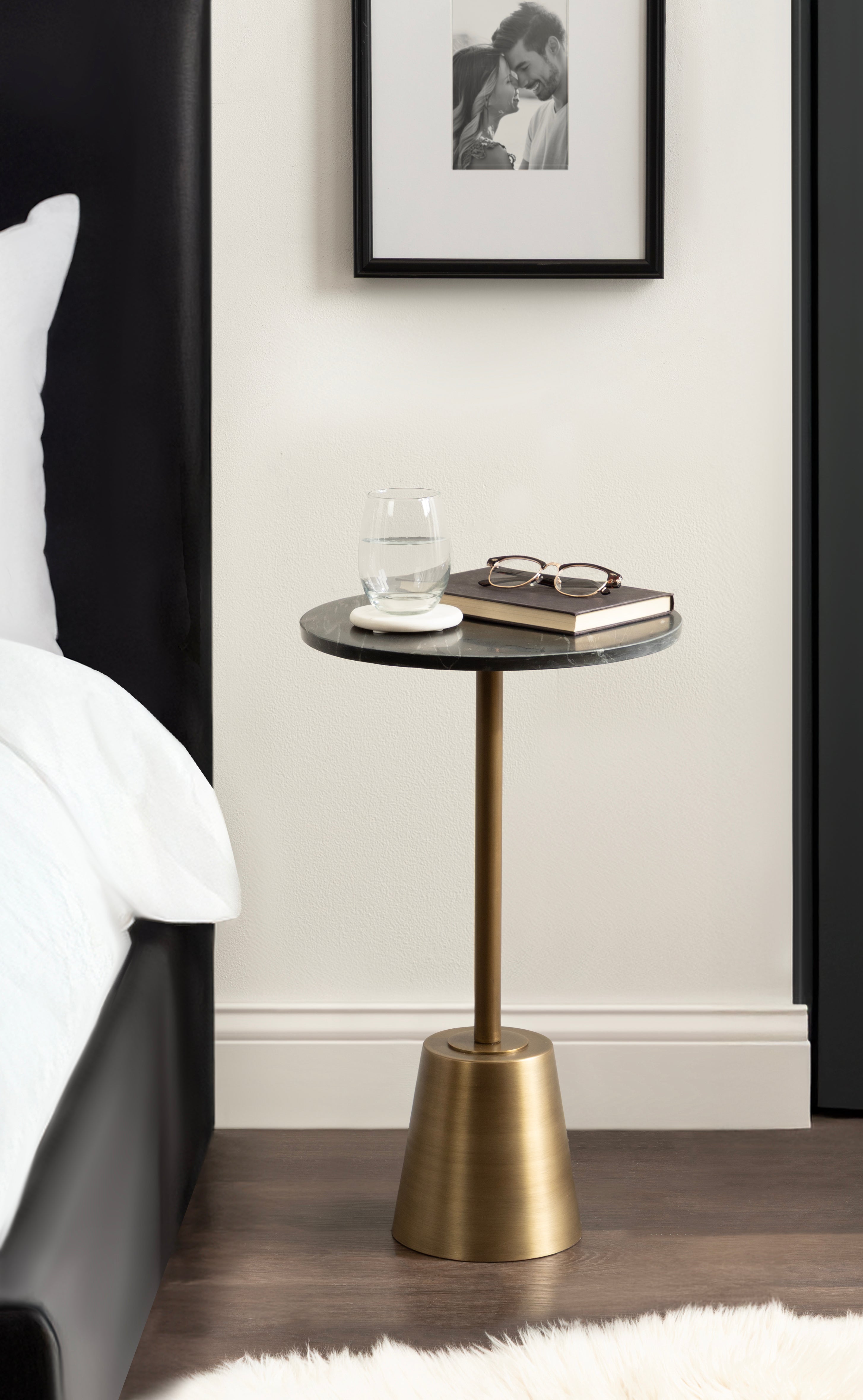 Side Table Black Brass 14x14x24 7