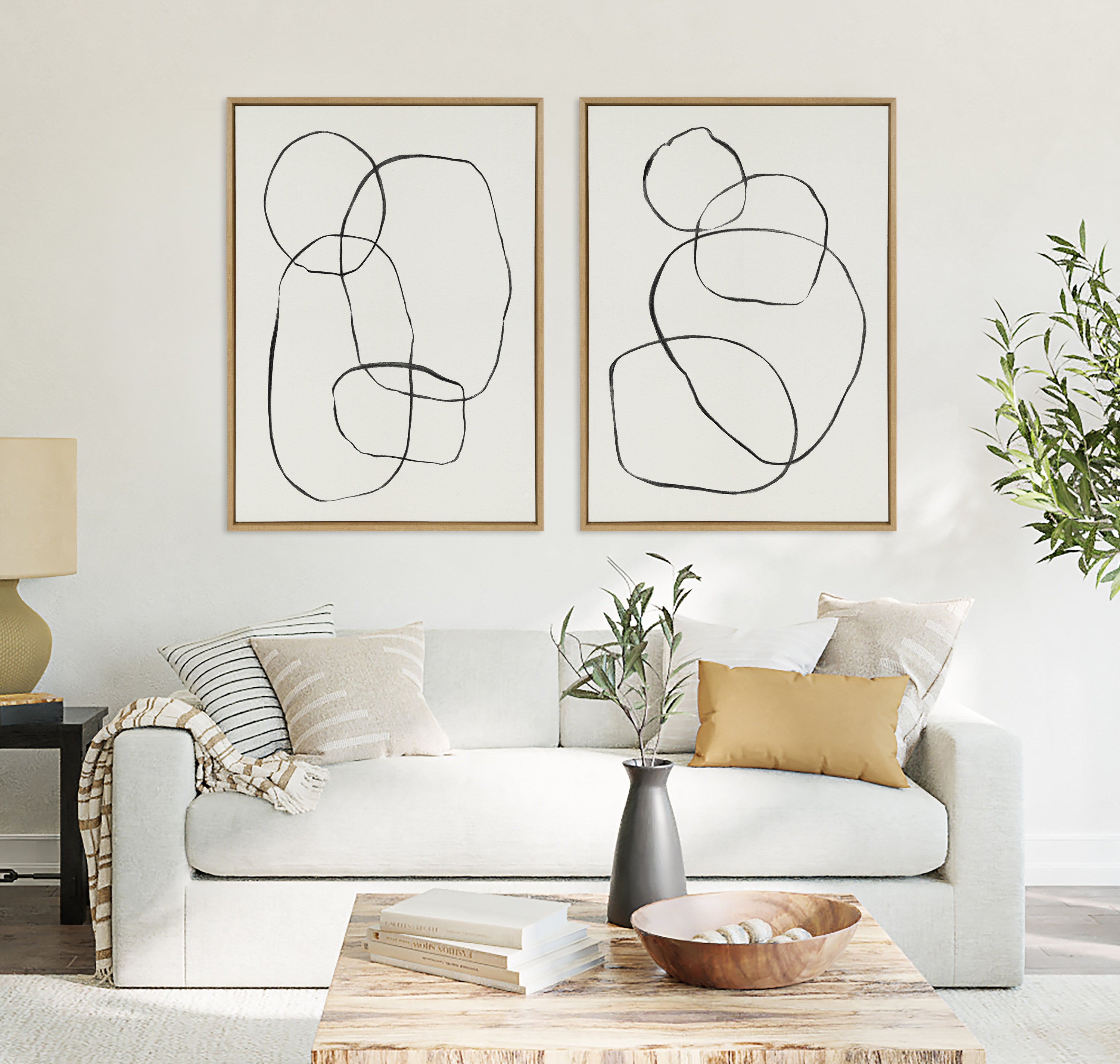 Sylvie Going in Circles Framed Textured Canvas Set by Teju Reval of SnazzyHues