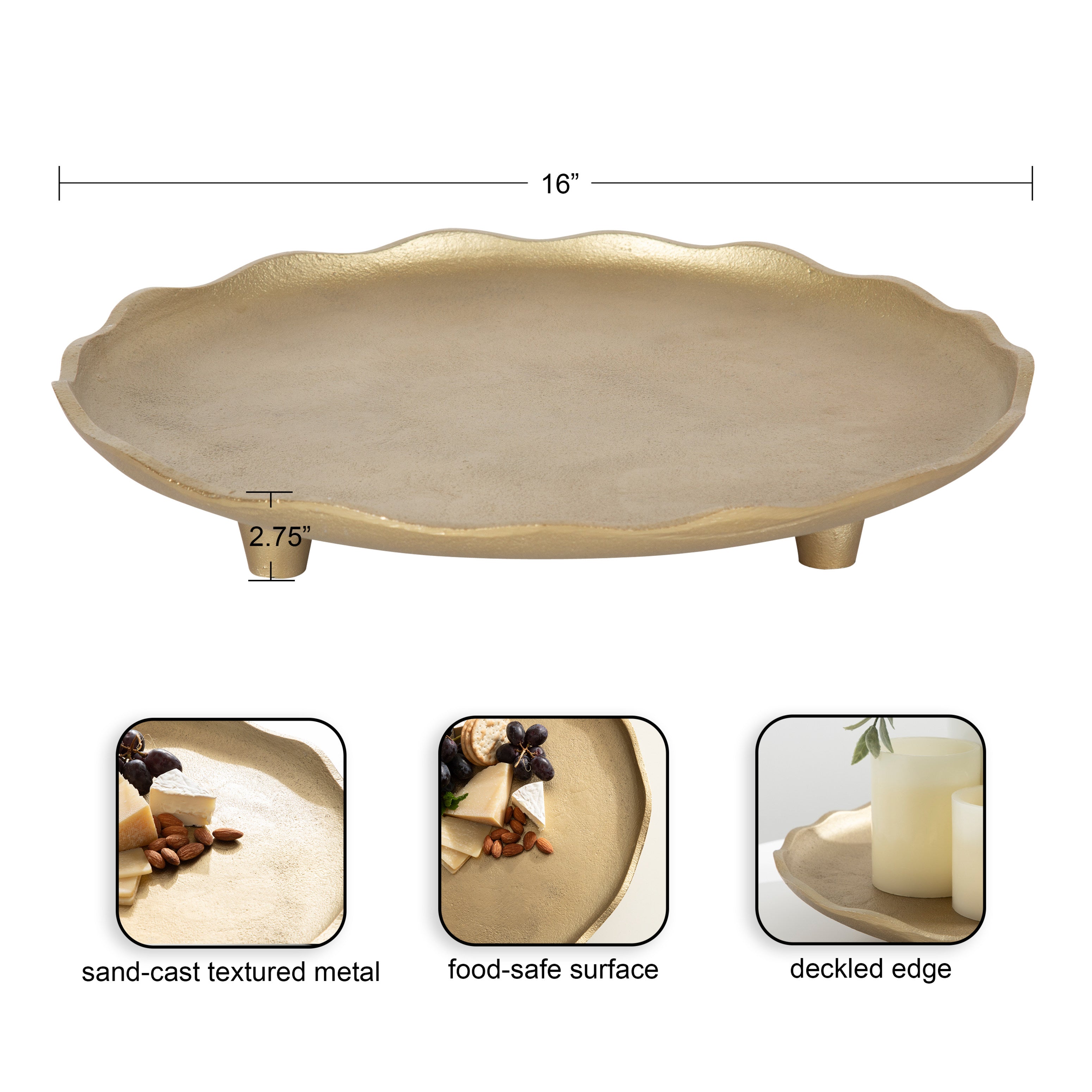 Serving Tray 16" Diameter Gold 2