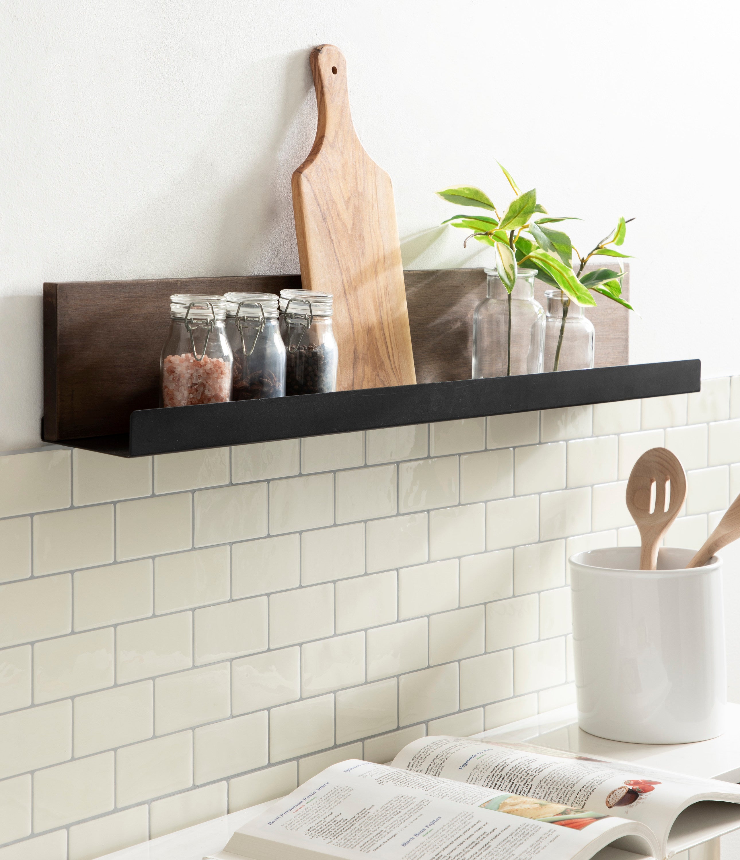 Floating Shelf Walnut Brown Black 30x4 7
