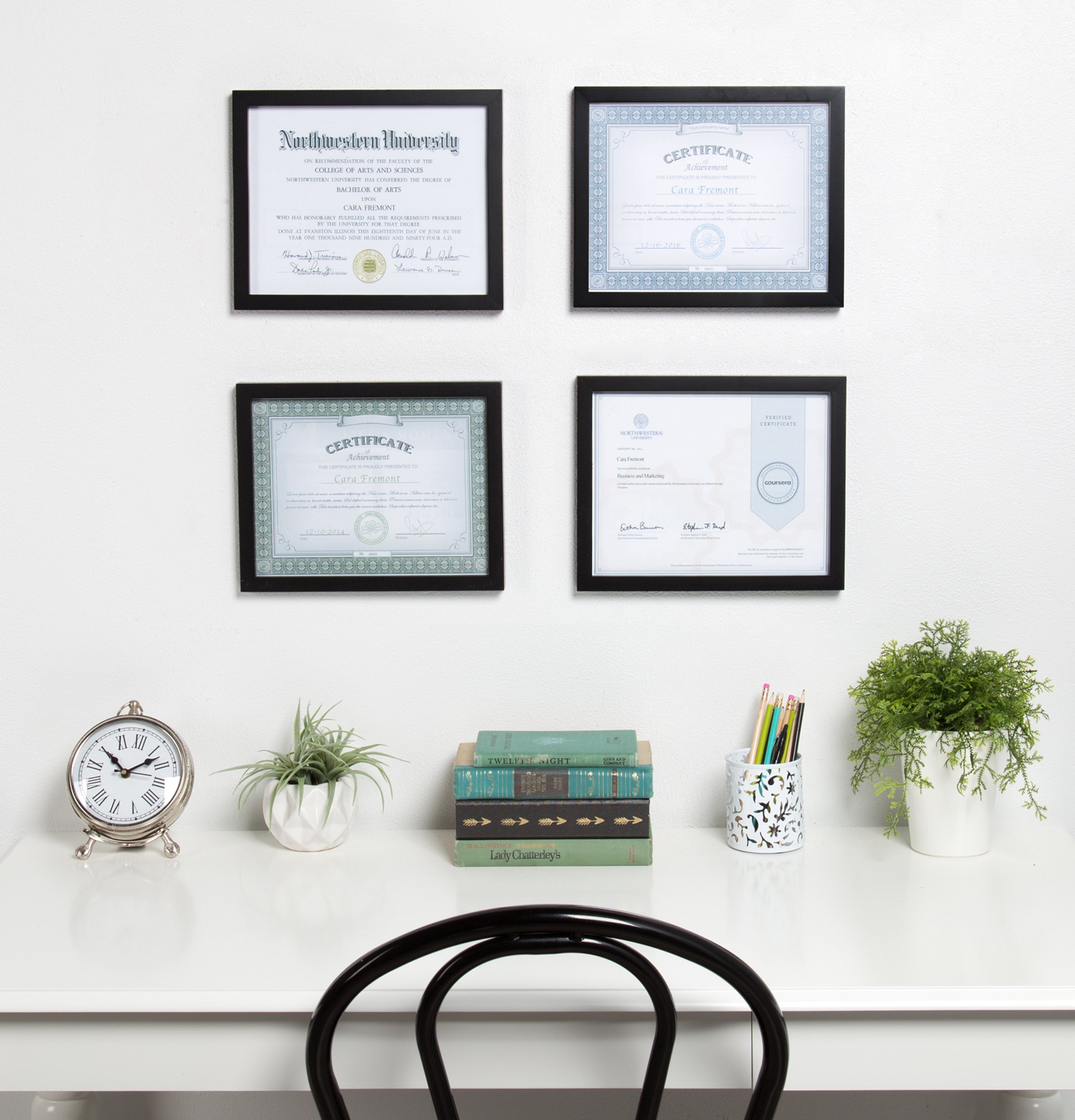 Gallery 8.5x11 Wood Document Frame, Set of 4