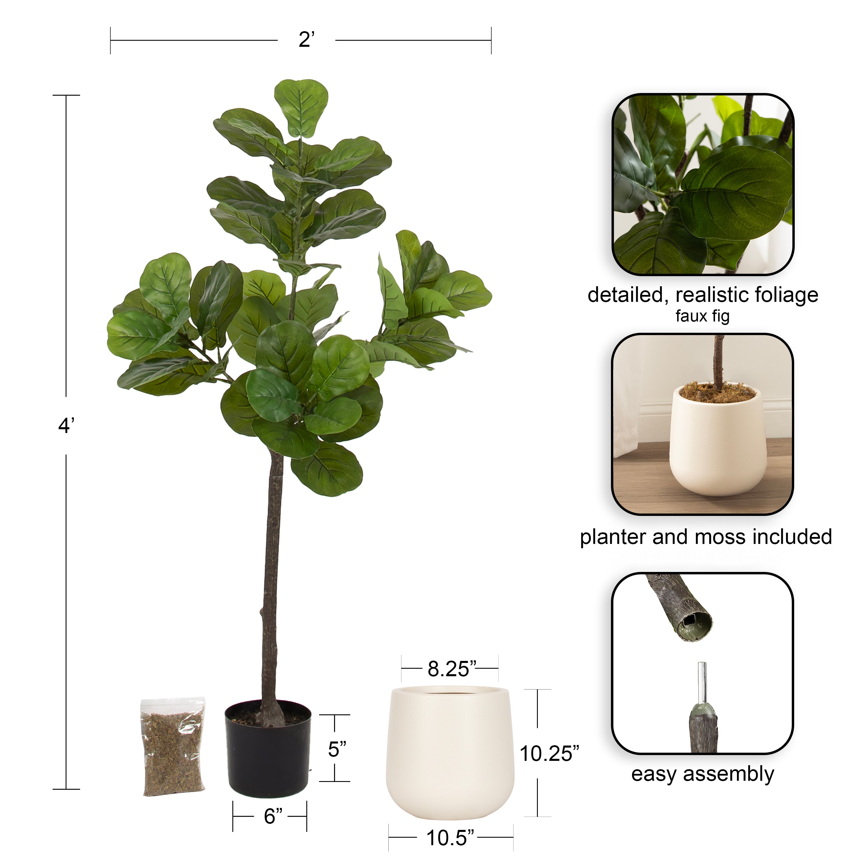 Faux Tree Cream 4' 2