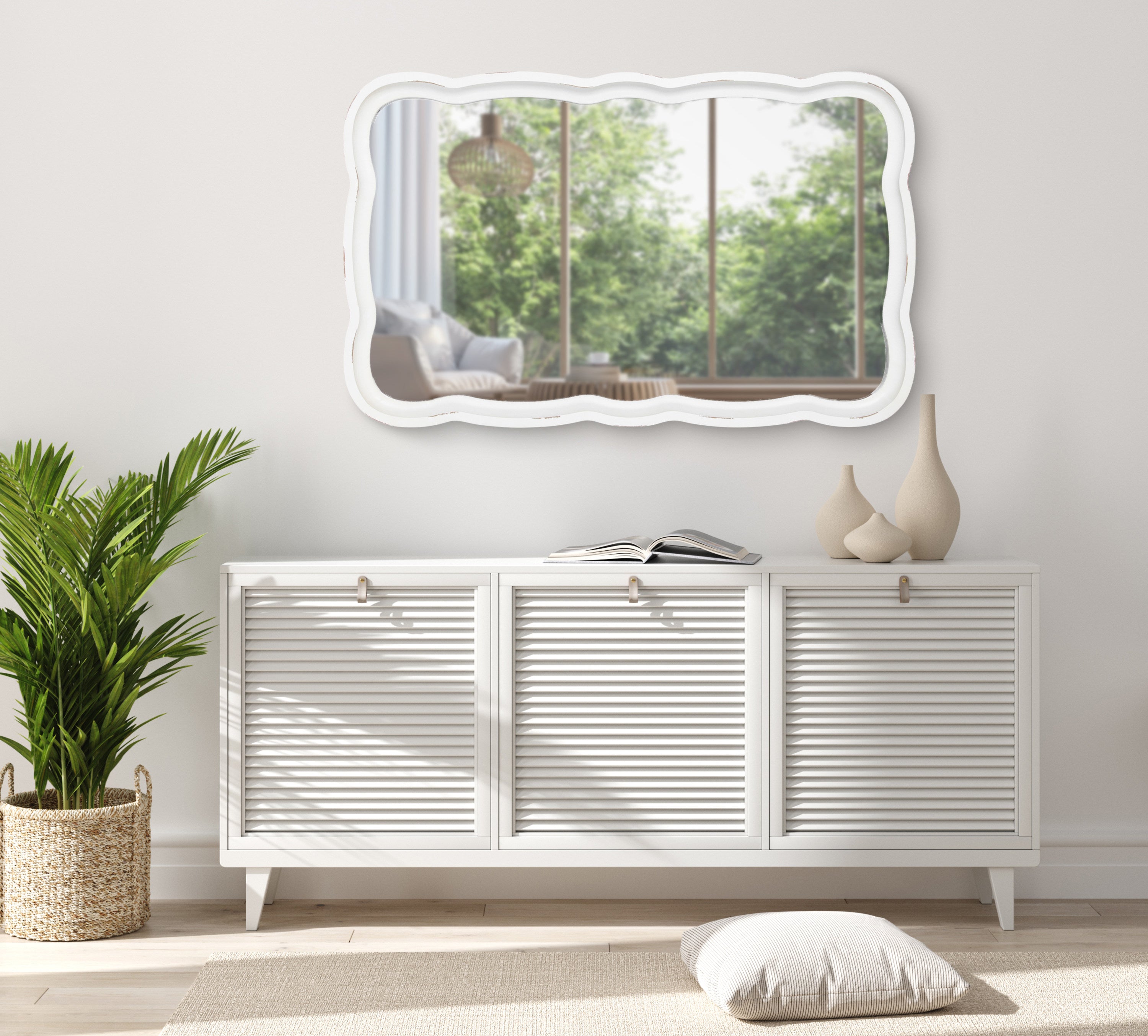 Scallop Mirror White 24x38 8