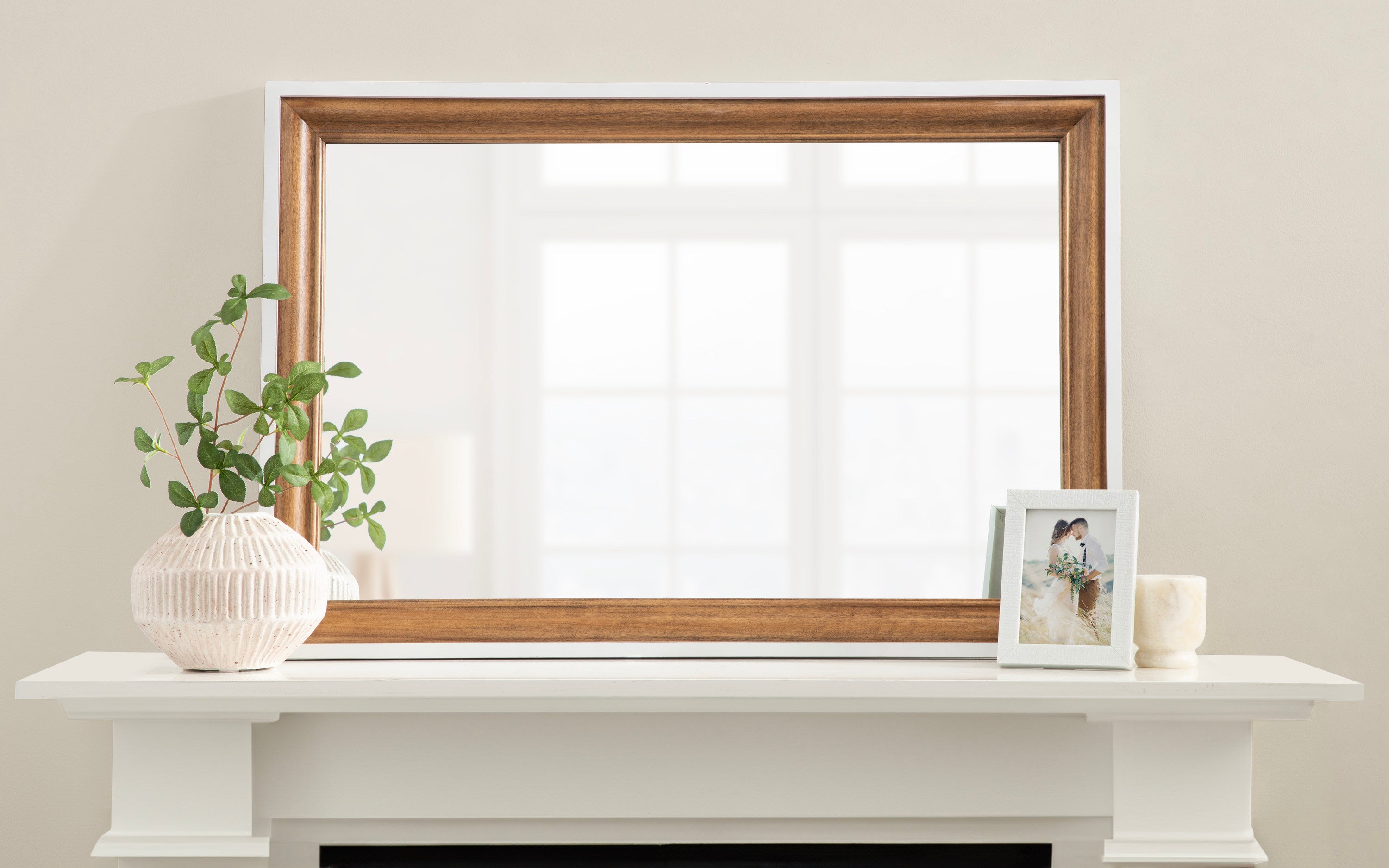 Rectangle Mirror Rustic Brown White 24x36 7
